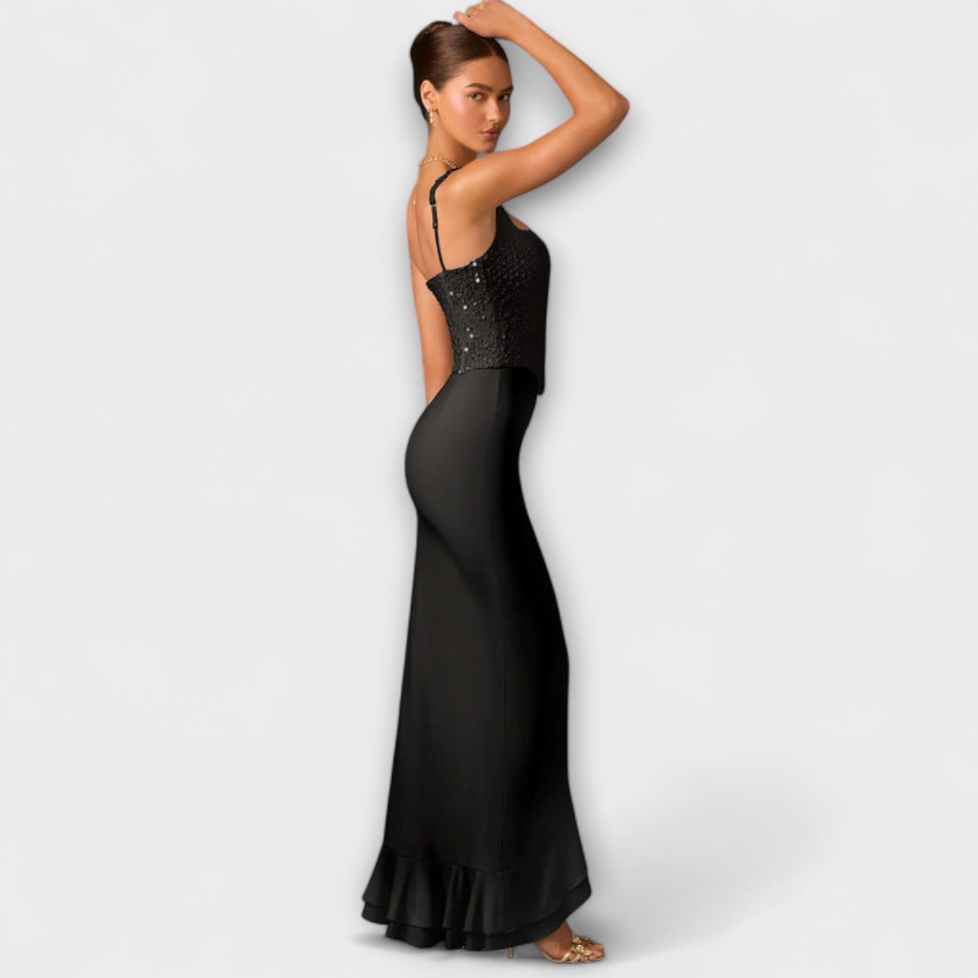 Natália – Satin Corset Ruffle Dress