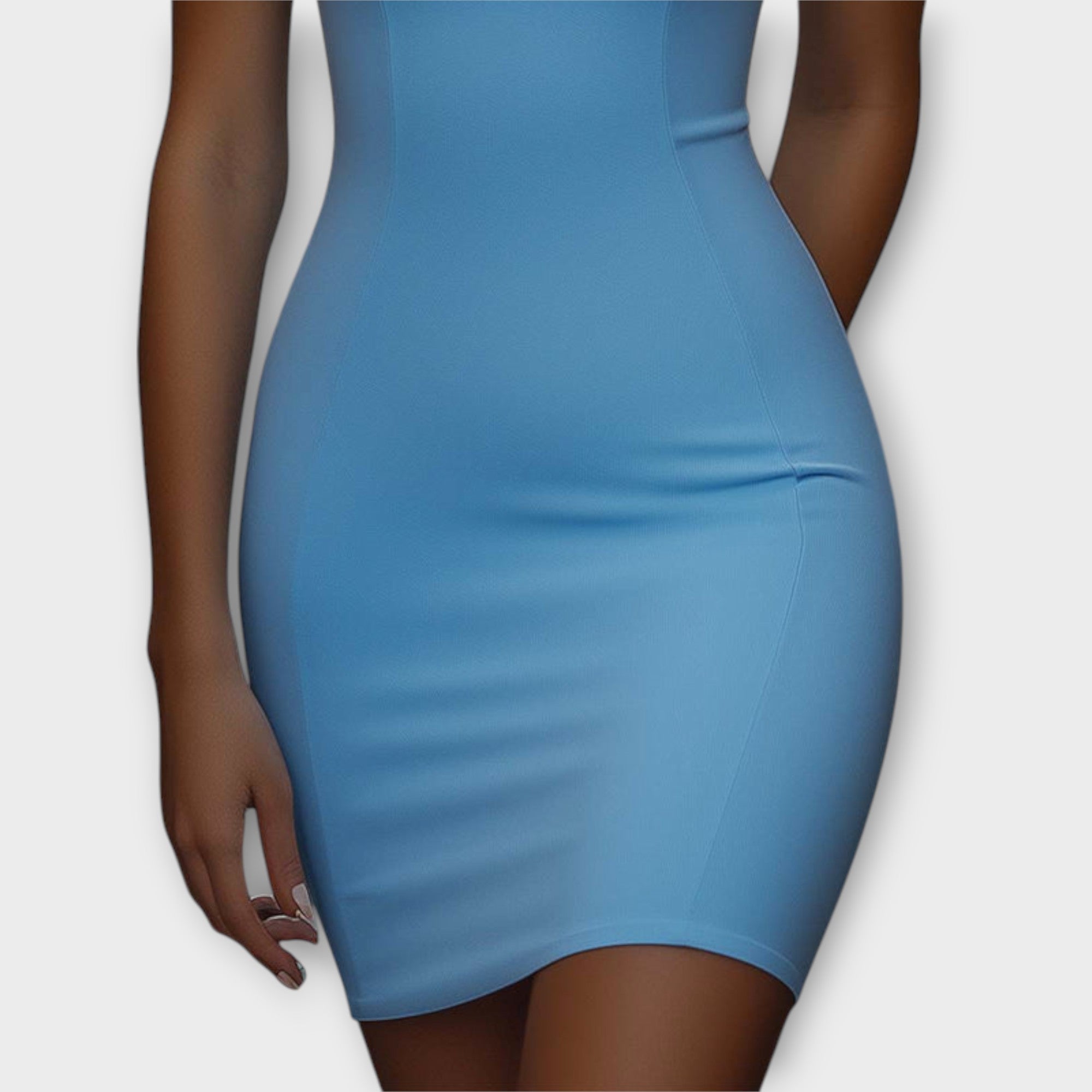 Maja - Modré Stretch Bodycon Mini Šaty