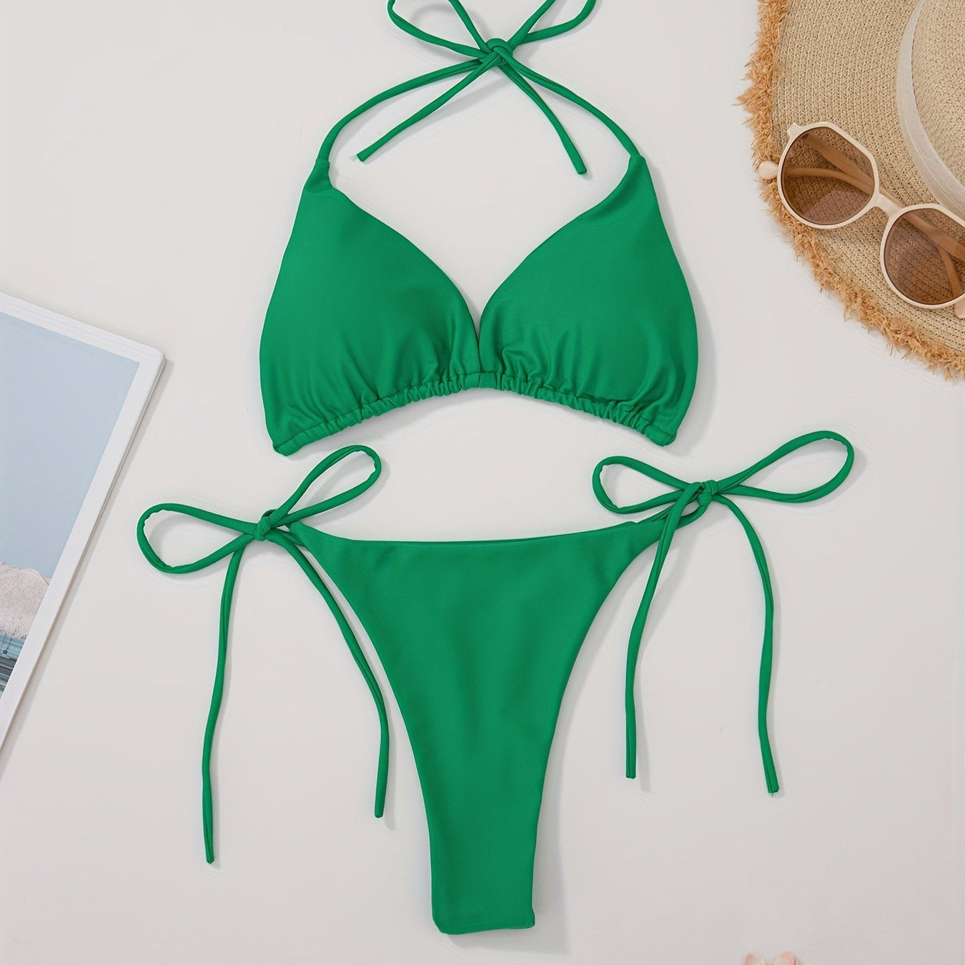 Bikini halter cu slip în formă de V