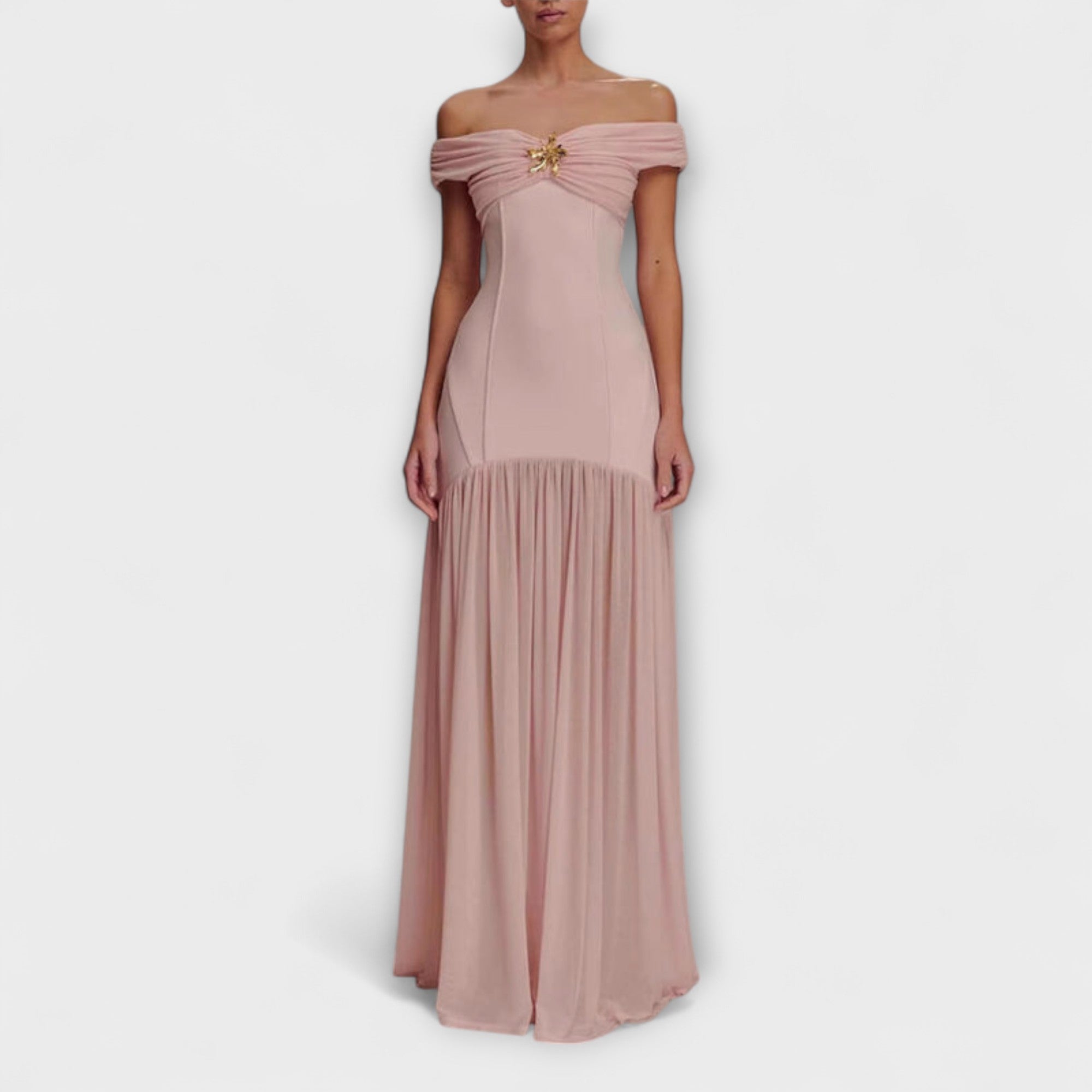 Maelie - Štýlové bezramienkové bodycon maxi šaty s kvetinovými ozdobami