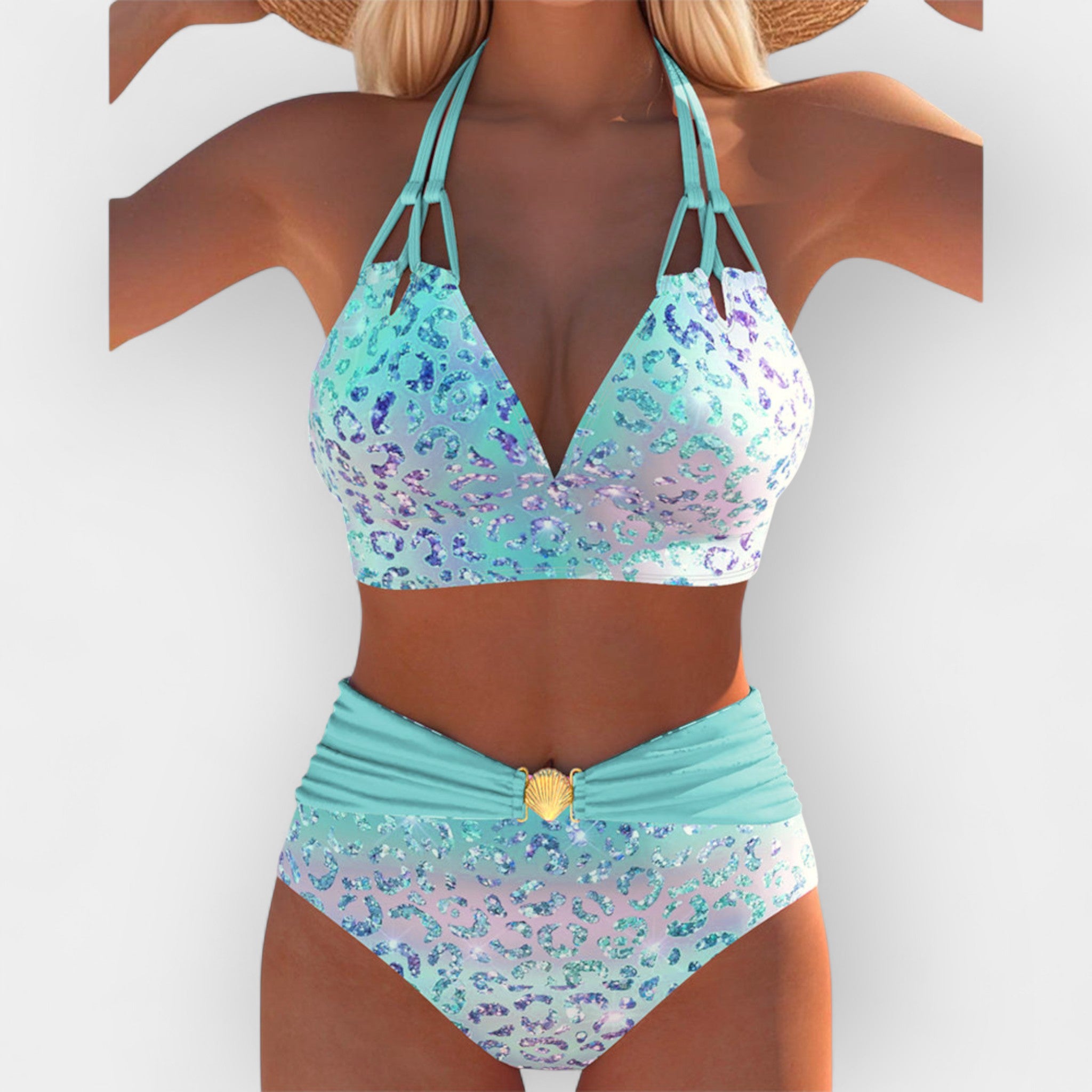 Bikini sexy cu imprimeu și spate gol