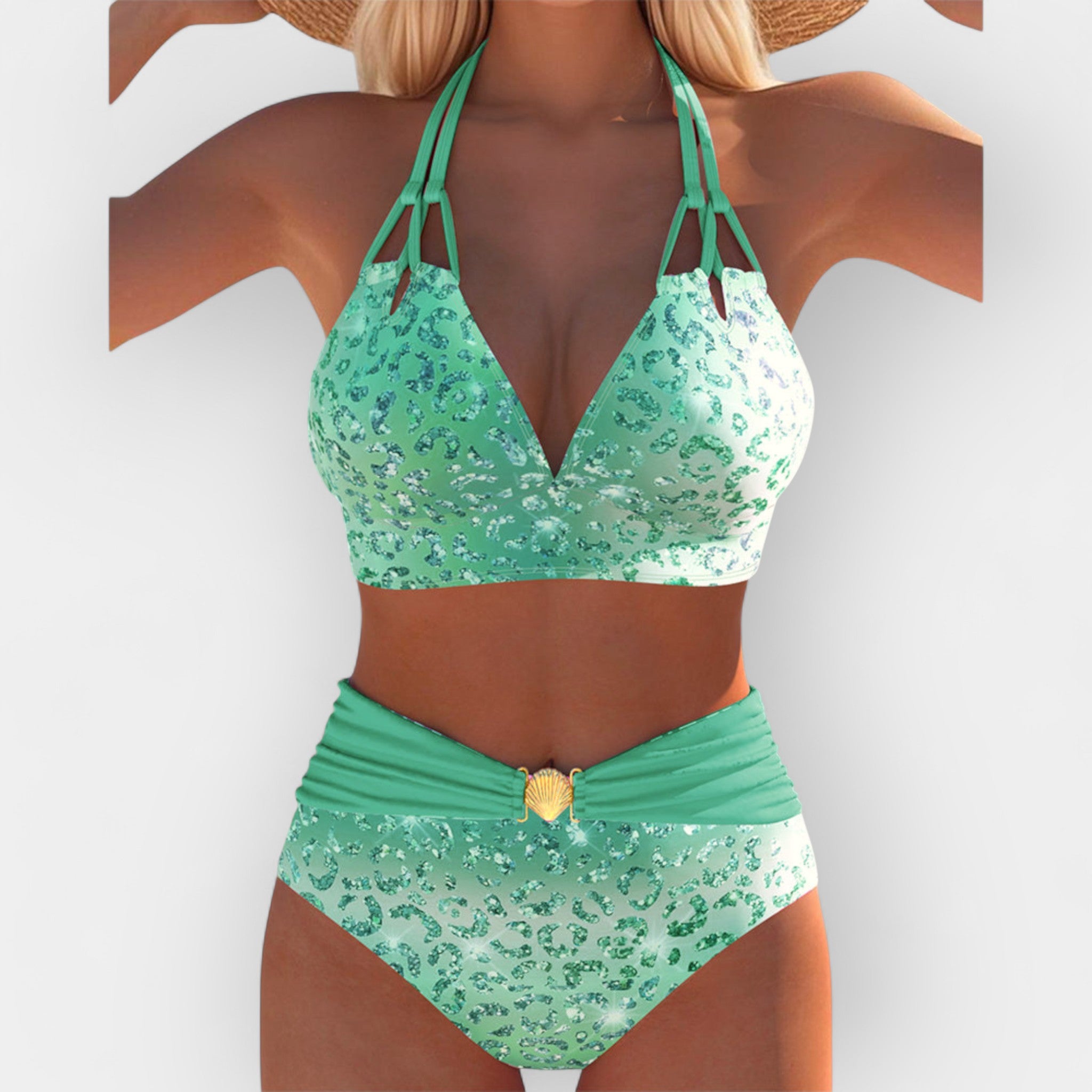 Bikini sexy cu imprimeu și spate gol