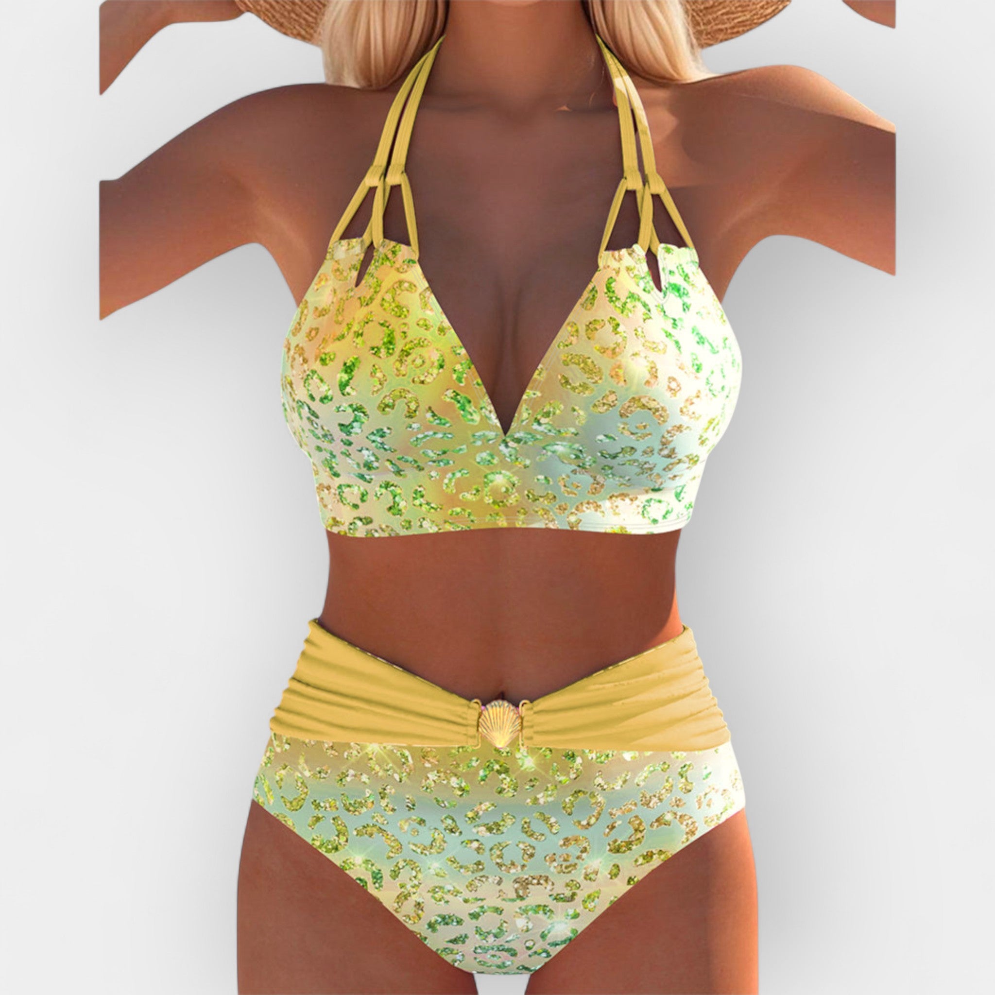 Bikini sexy cu imprimeu și spate gol