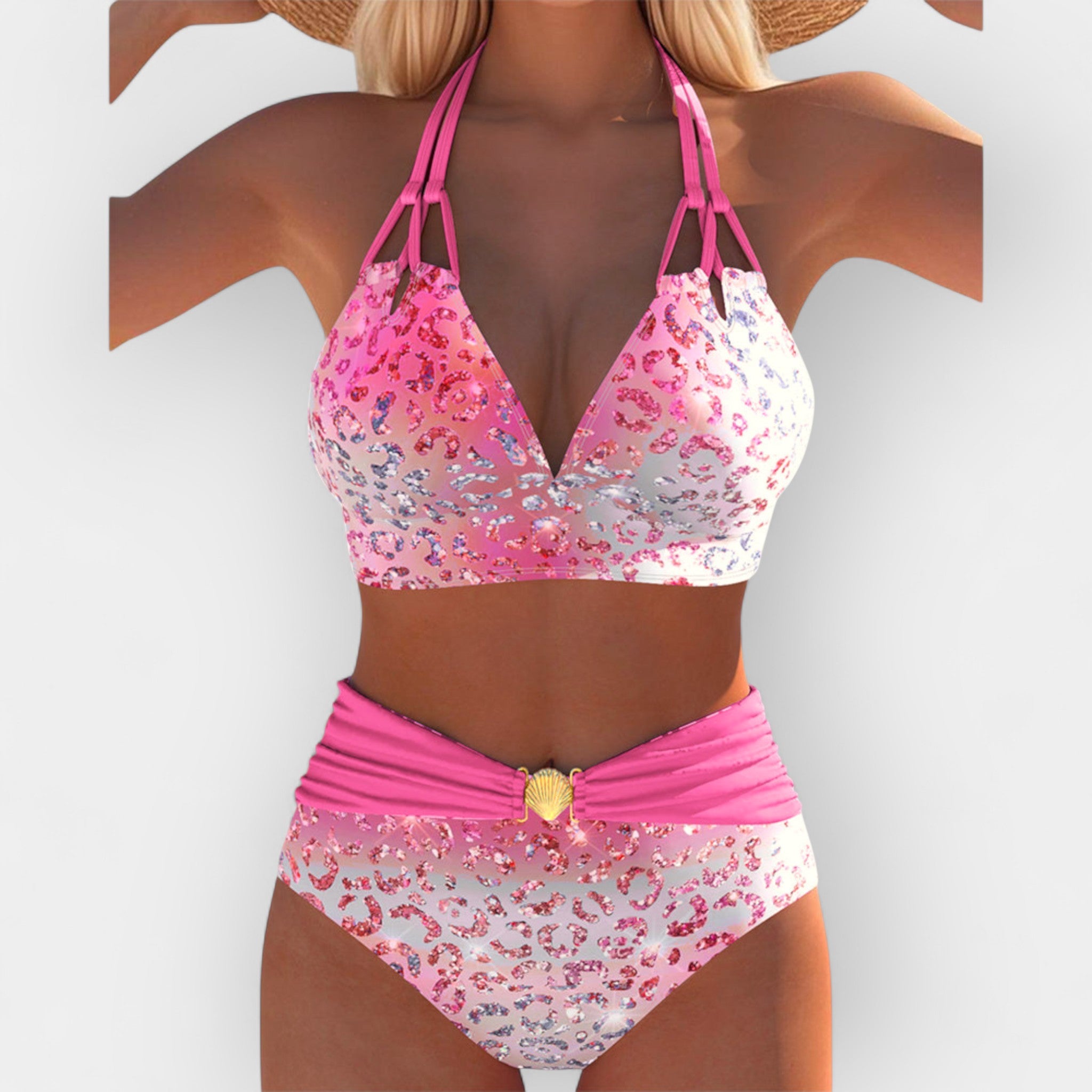 Bikini sexy cu imprimeu și spate gol