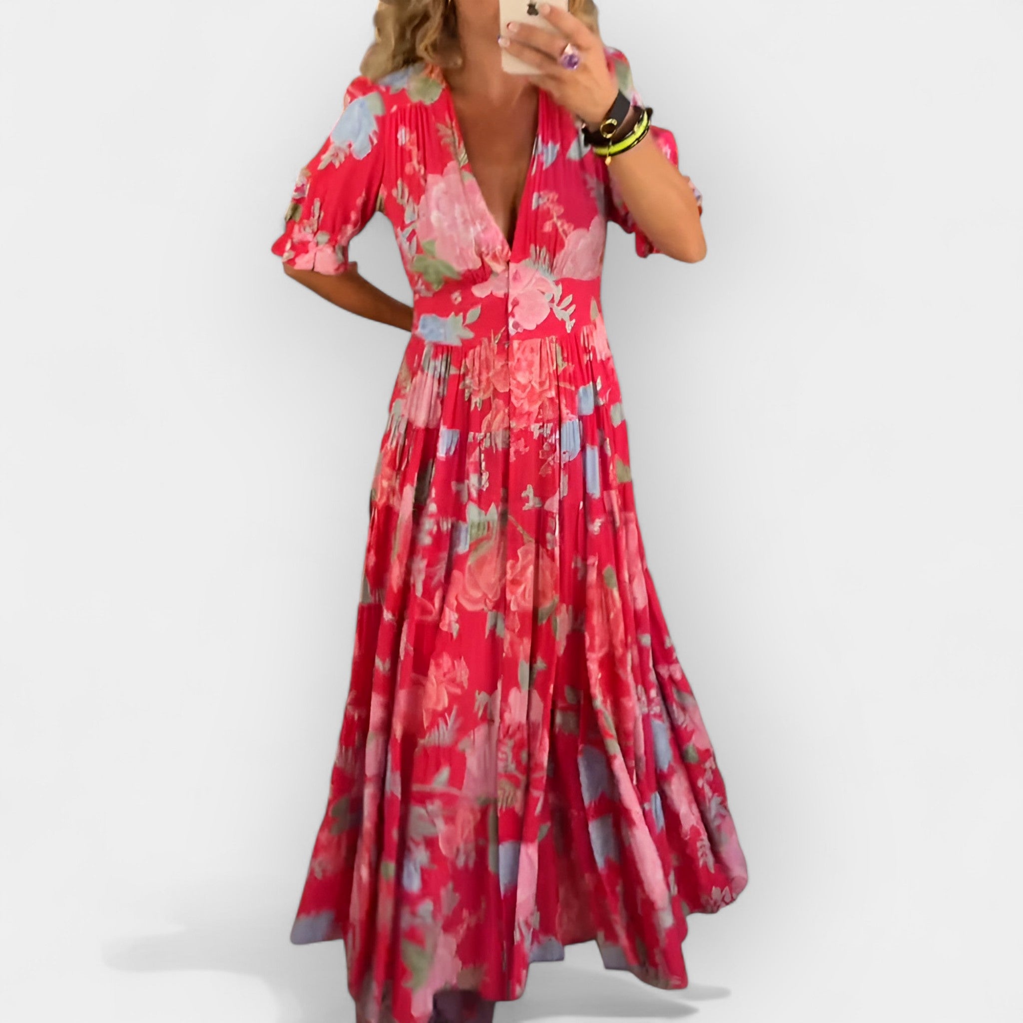 Rochie lejeră cu buzunar și imprimeu floral