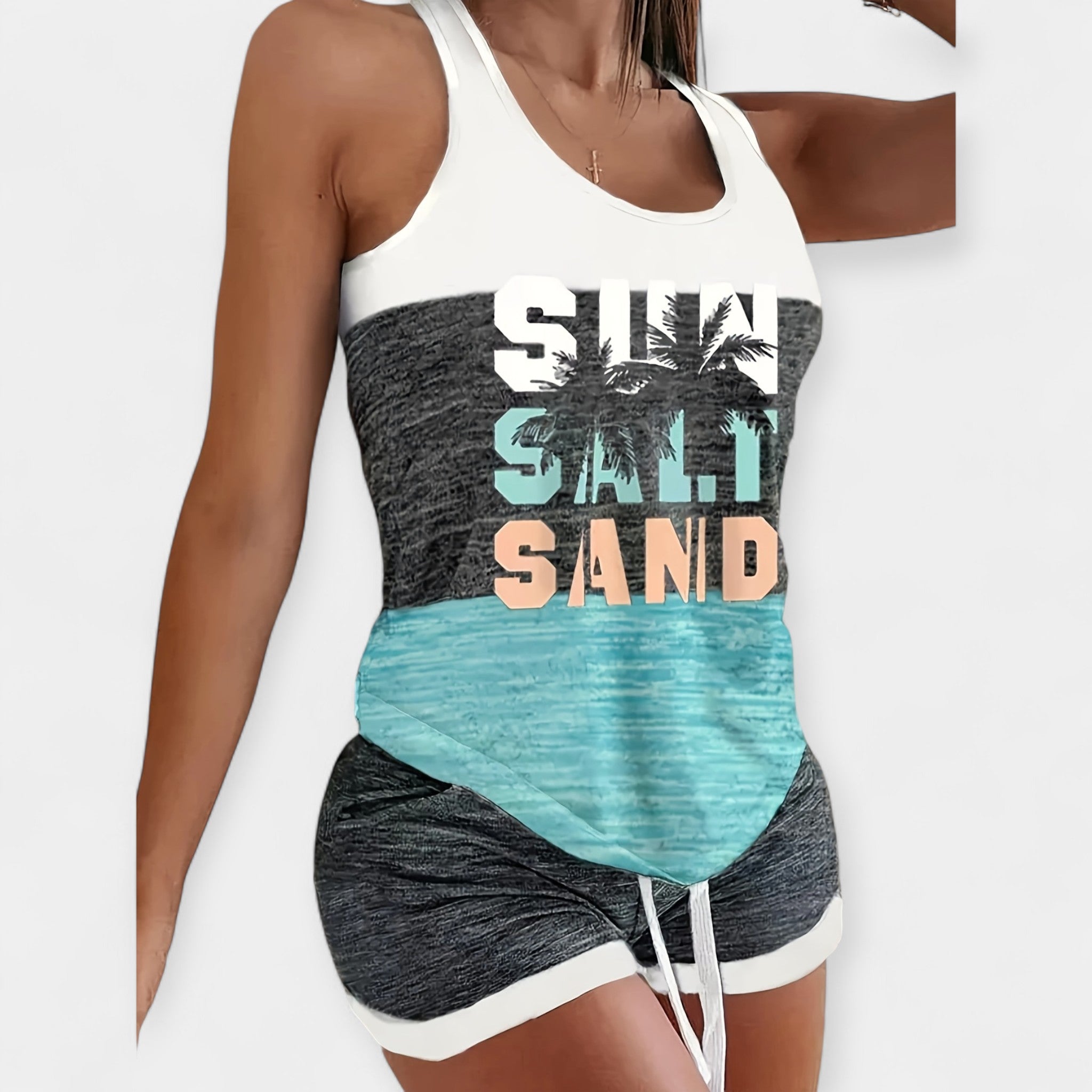 Set de vară cu model palmier