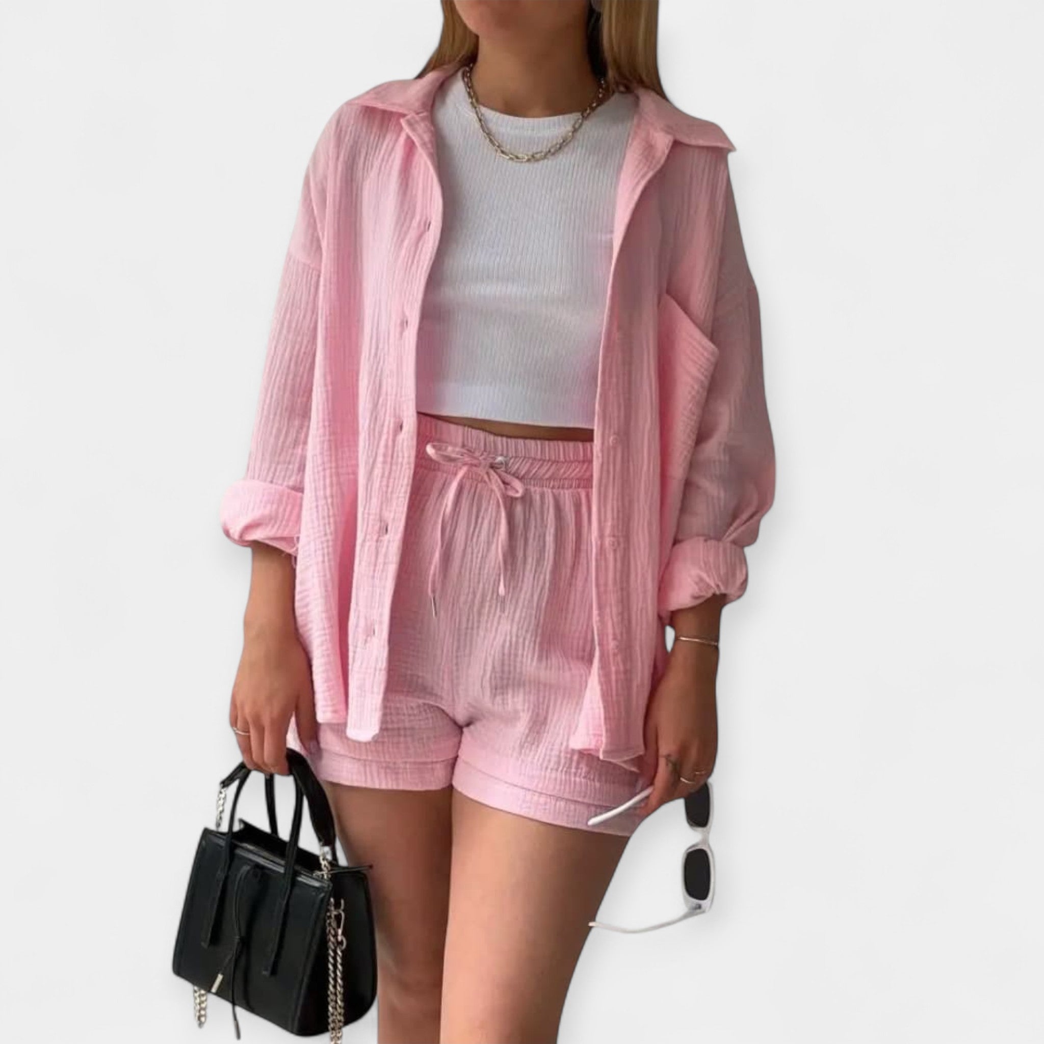 Set de vară în două culori – top și pantaloni scurți