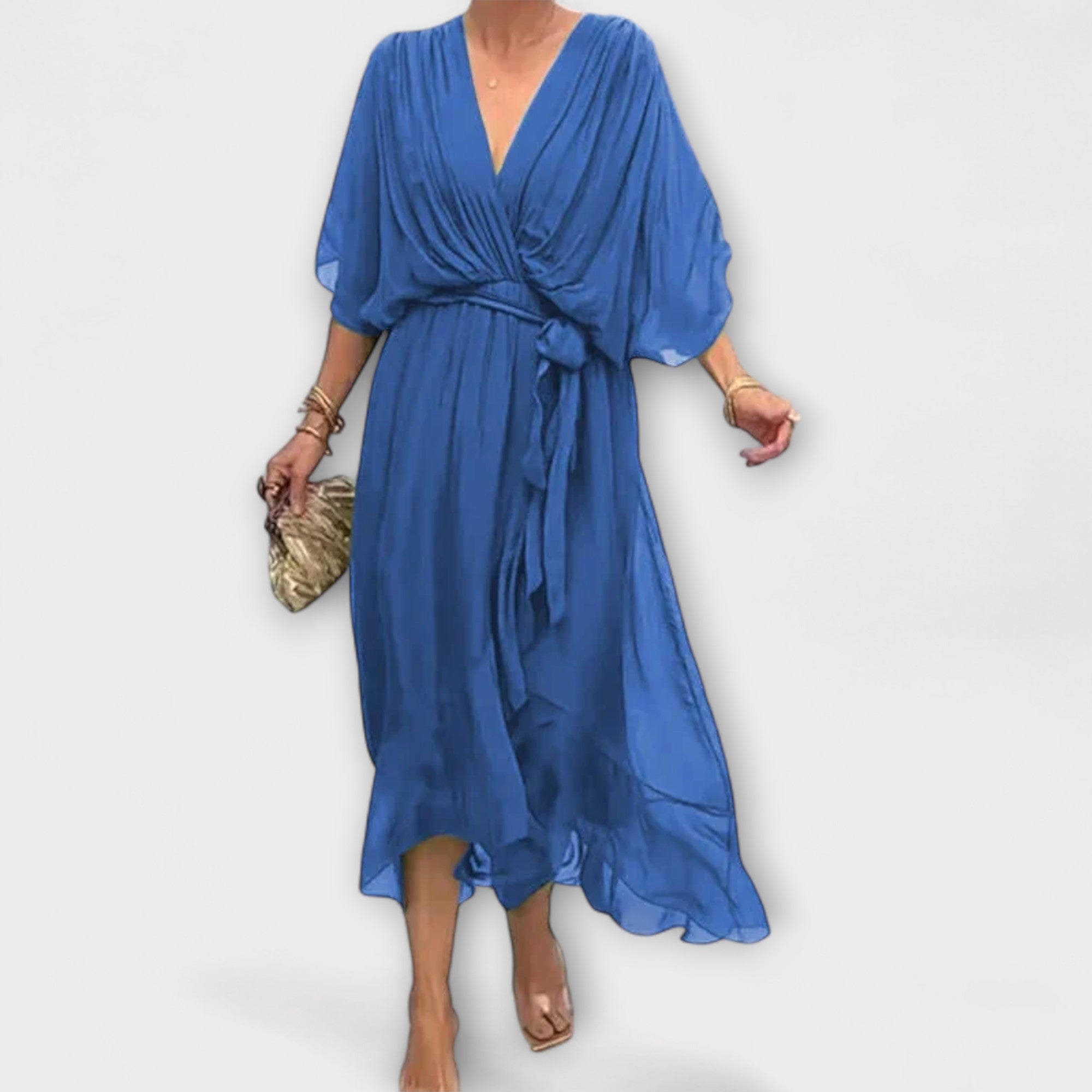 Chiffon Dress with V-Neck