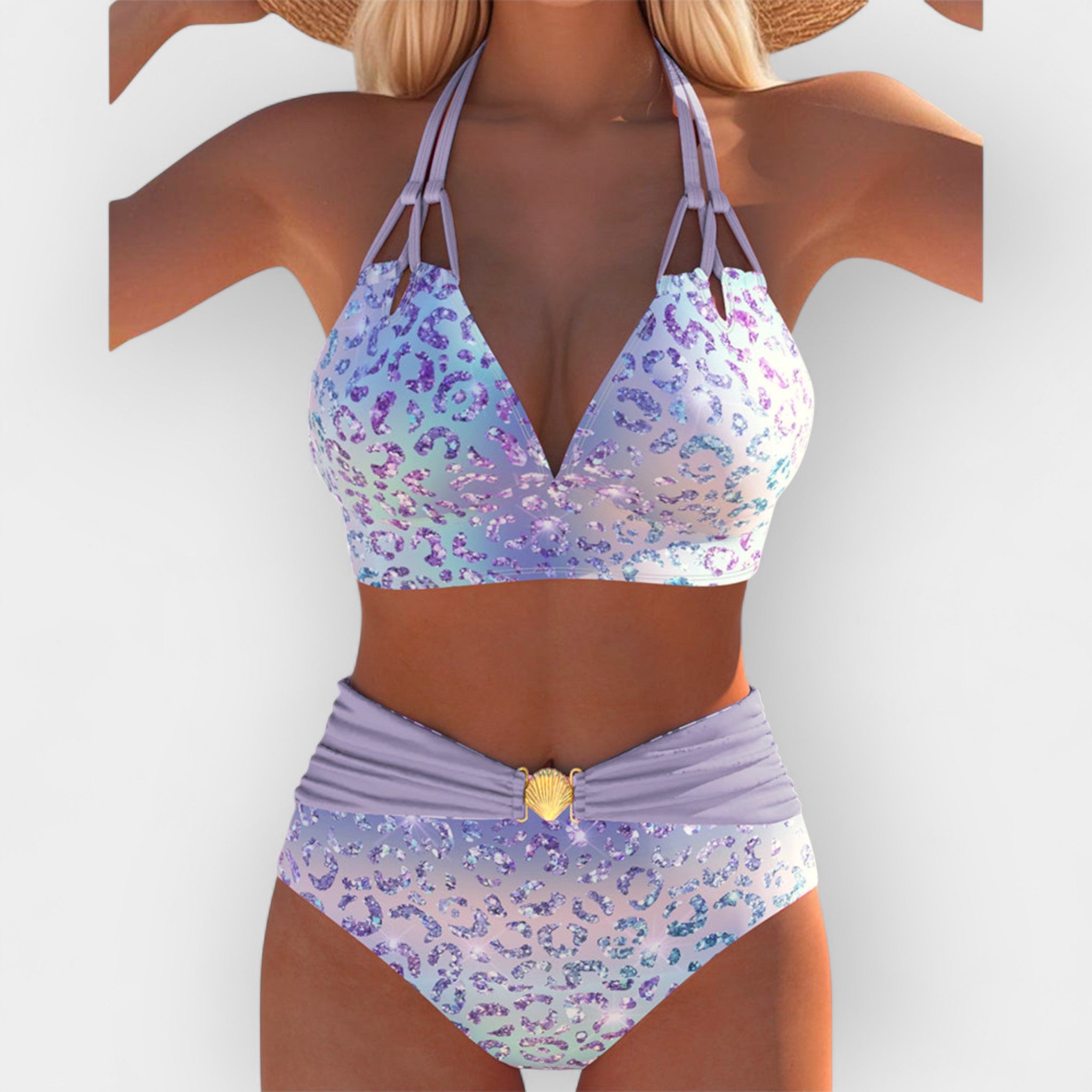 Bikini sexy cu imprimeu și spate gol