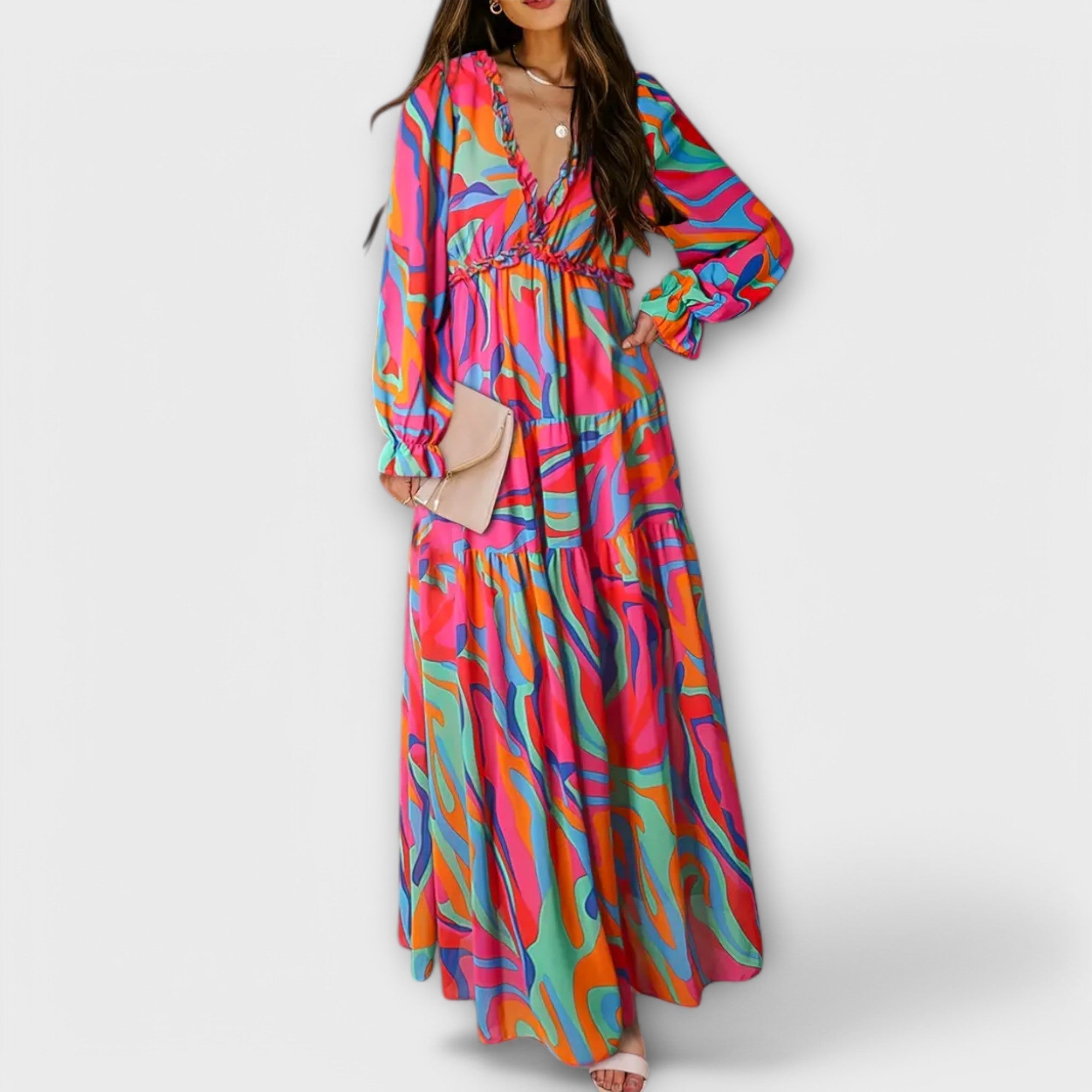 Rochie lungă florală elegantă