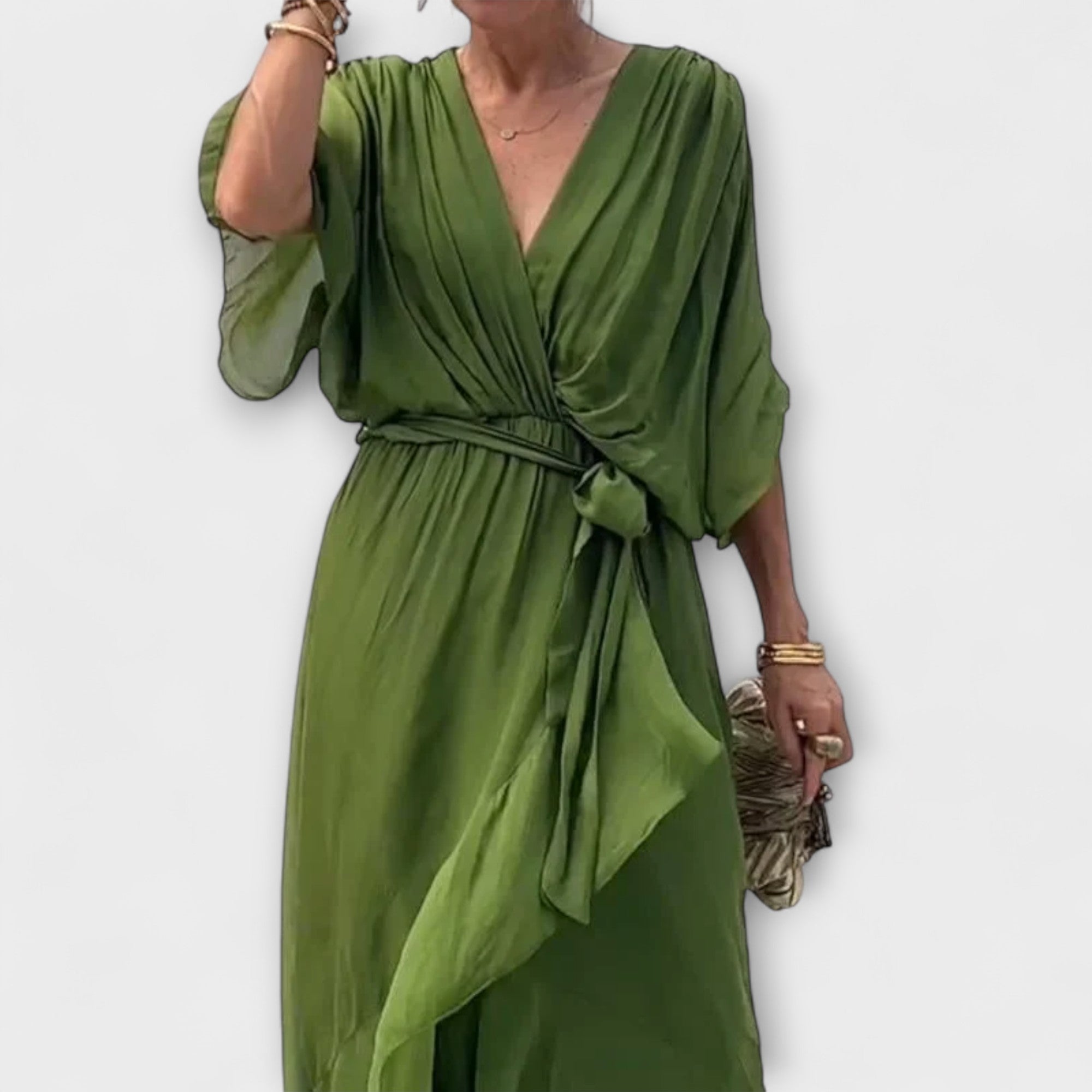 Chiffon Dress with V-Neck