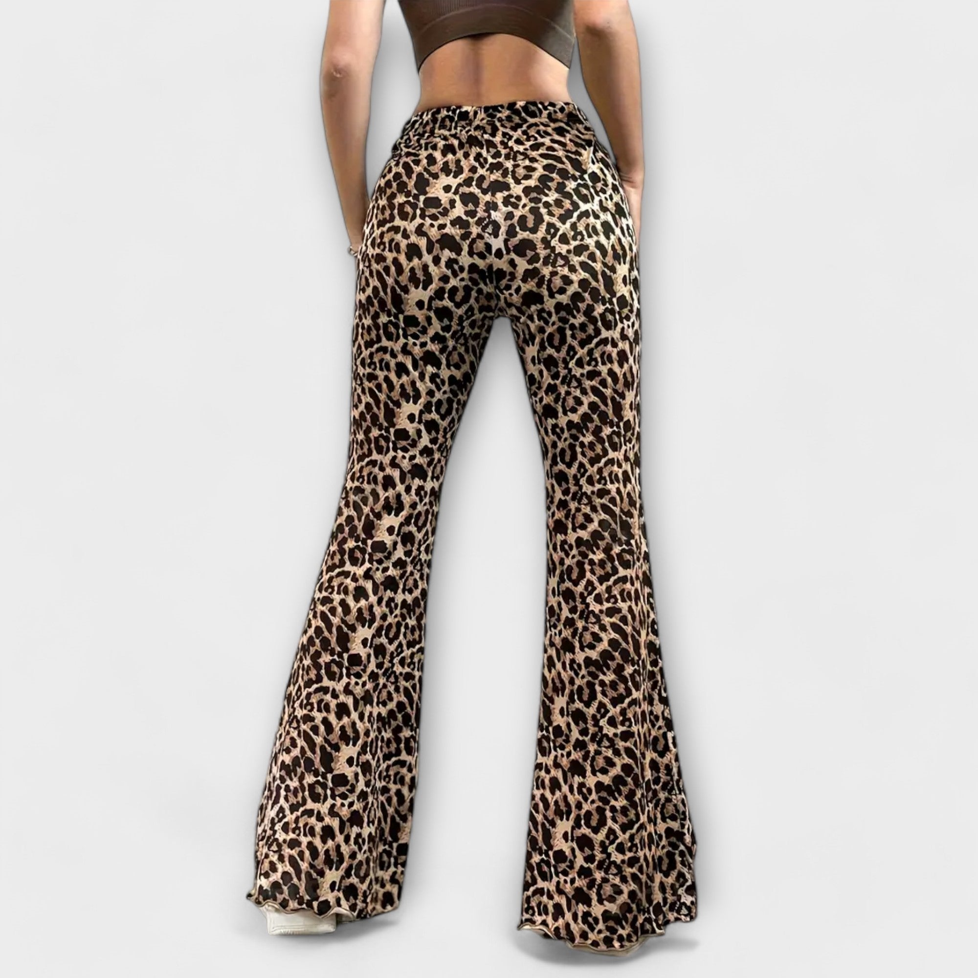 Leopard Bootcut Nohavice