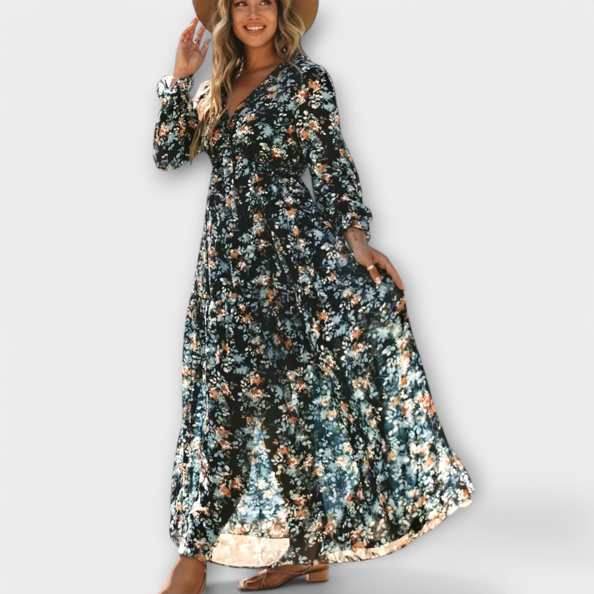 Rochie lungă florală elegantă