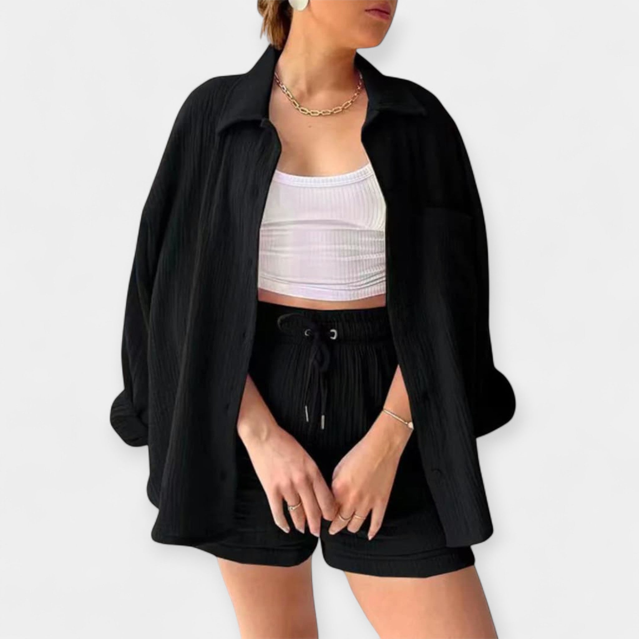 Set de vară în două culori – top și pantaloni scurți
