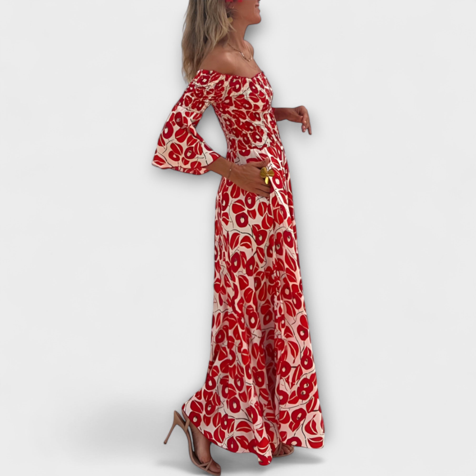 Bella - Šaty s odhalenými ramenami a morskými kvetmi