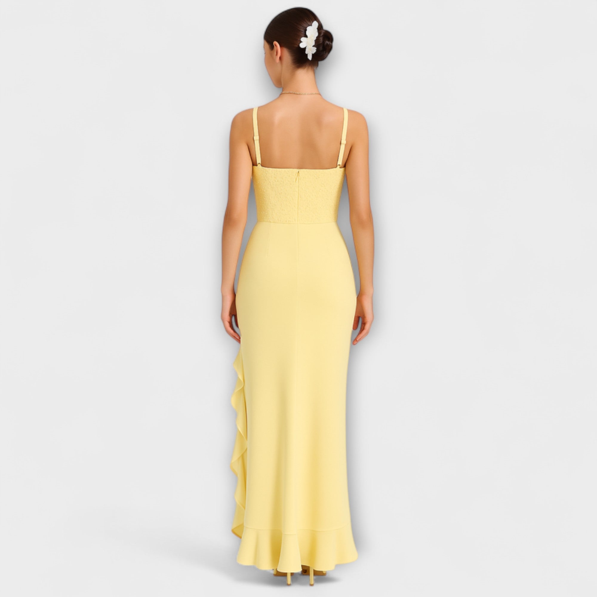 Natália – Satin Corset Ruffle Dress