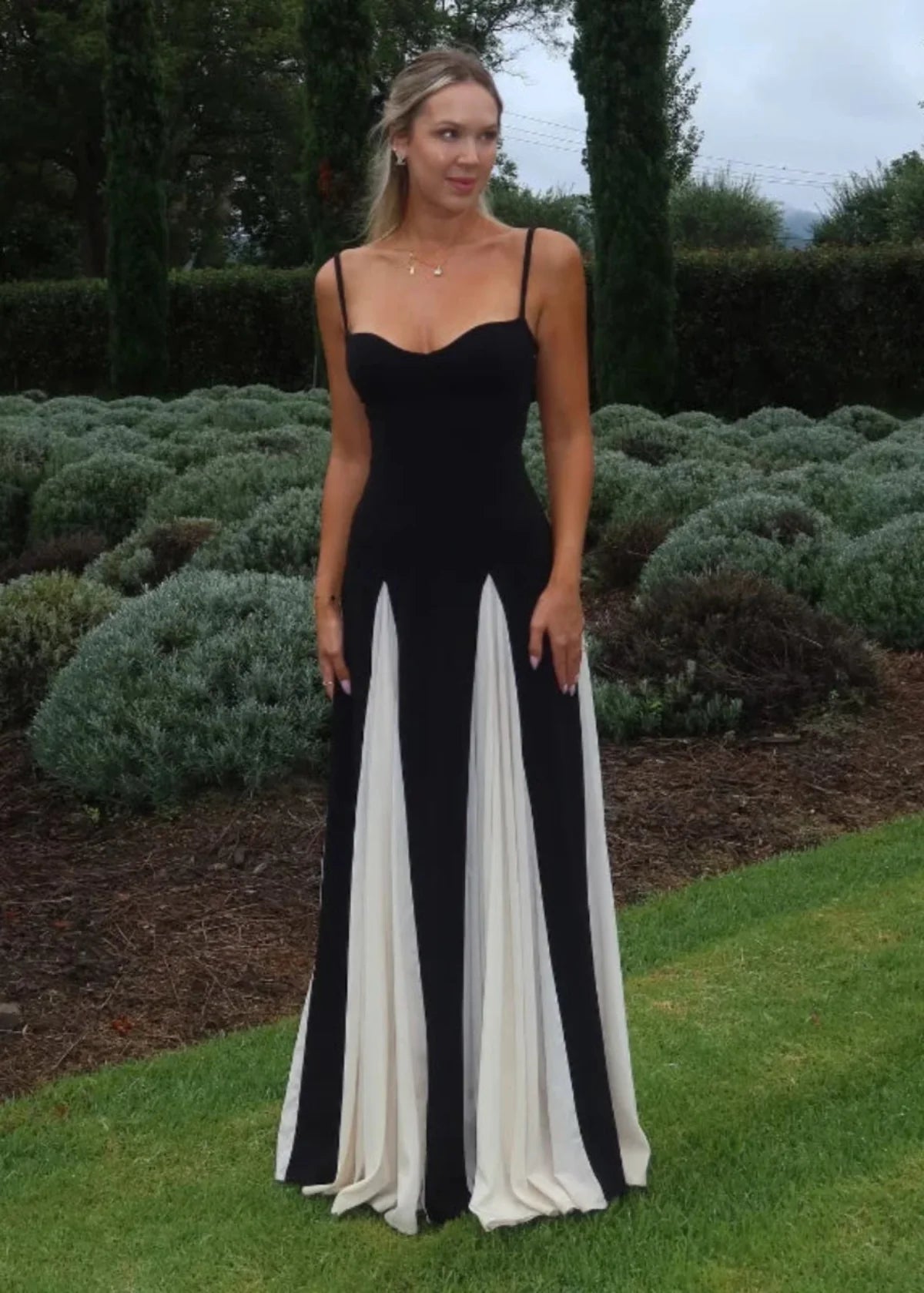 Color Block Spaghetti Strap Maxi Dress