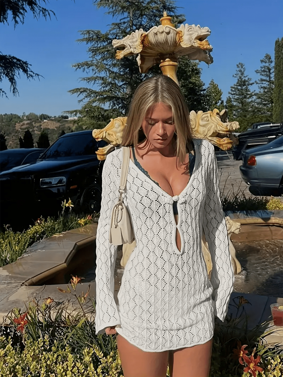 Crochet Sheer Festival Mini Dress