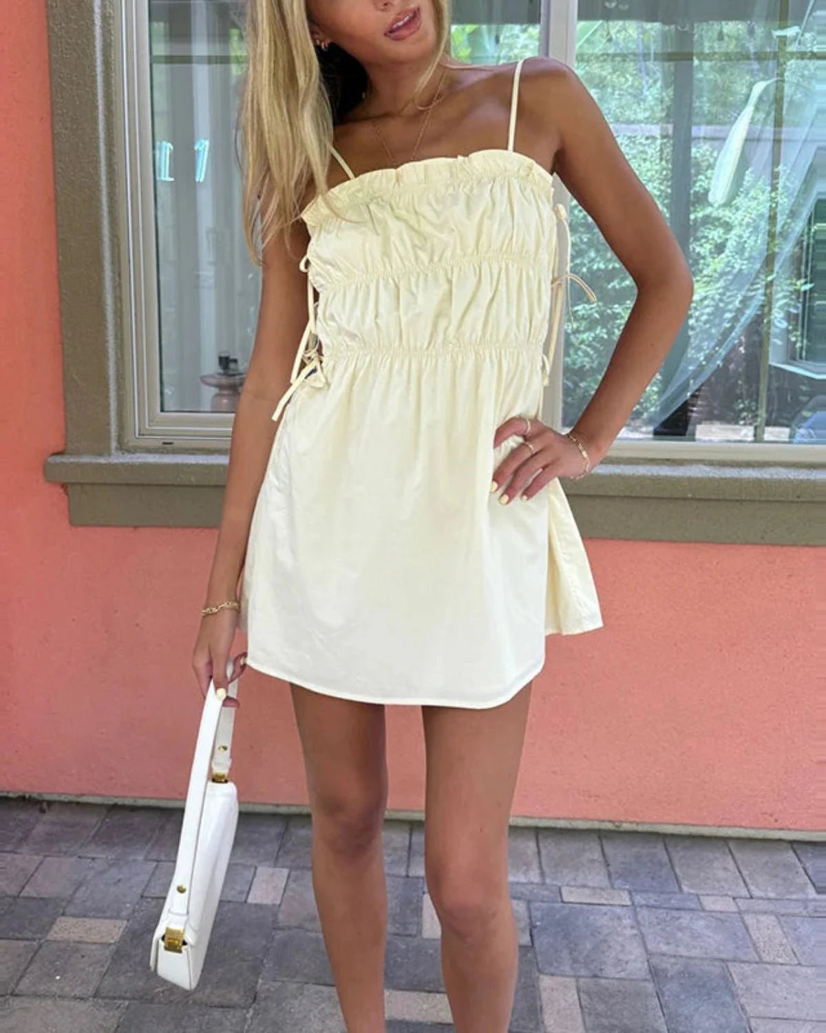 Drawstring Waist Mini Dress