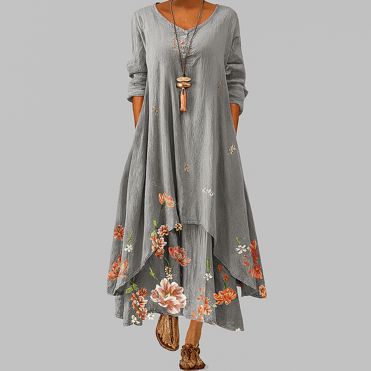 Eco-Friendly A-Line Dress With Defined Waist