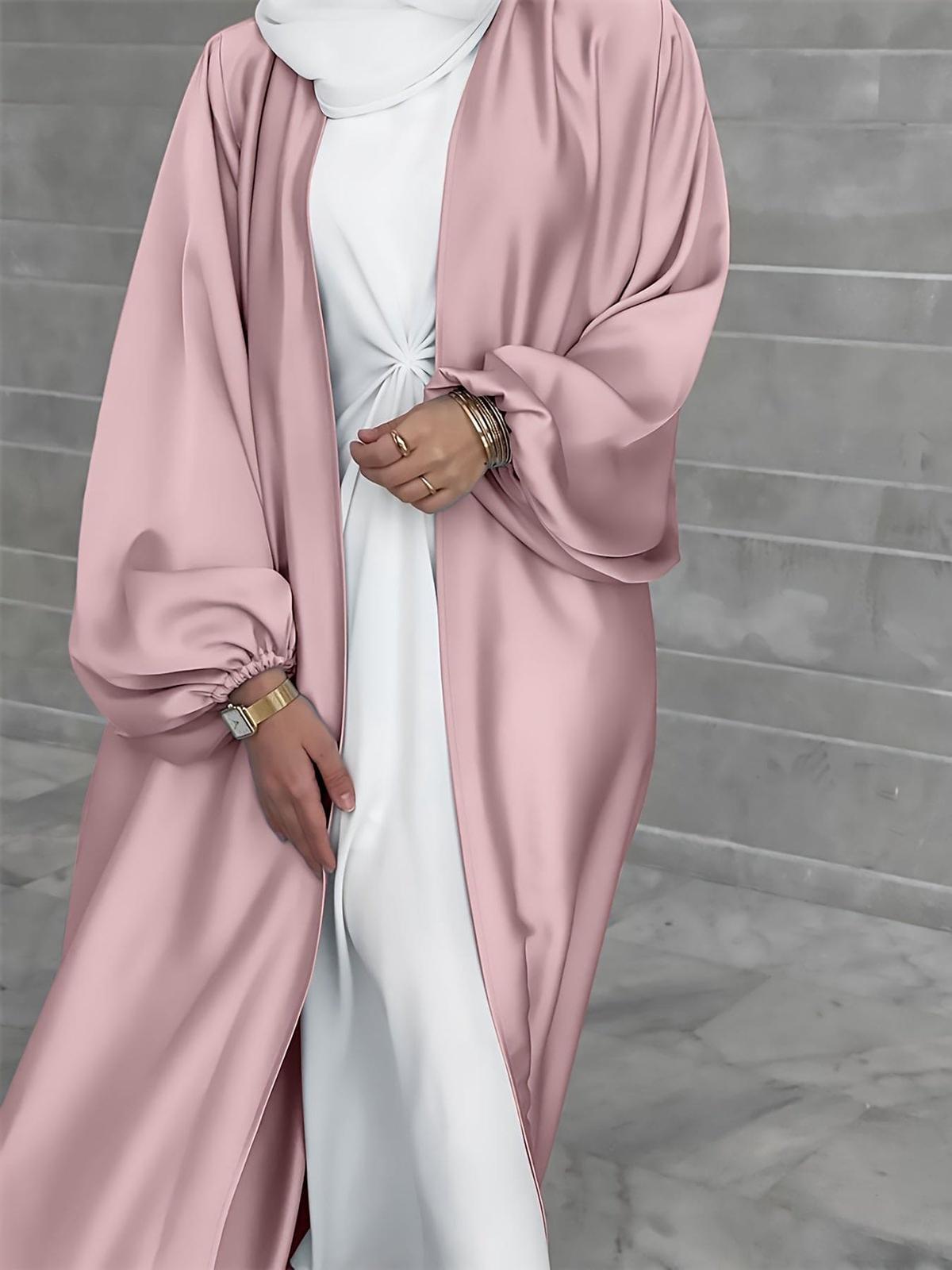 Elegant Abaya Maxi Dress With Lantern Sleeves And Flattering Belt