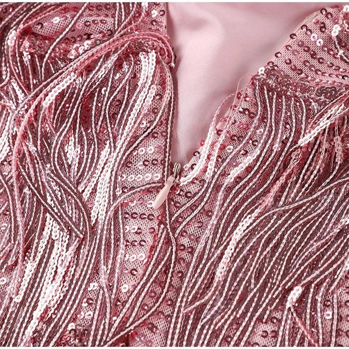 Elegant Sequin Cocktail Dress With Spaghetti Straps