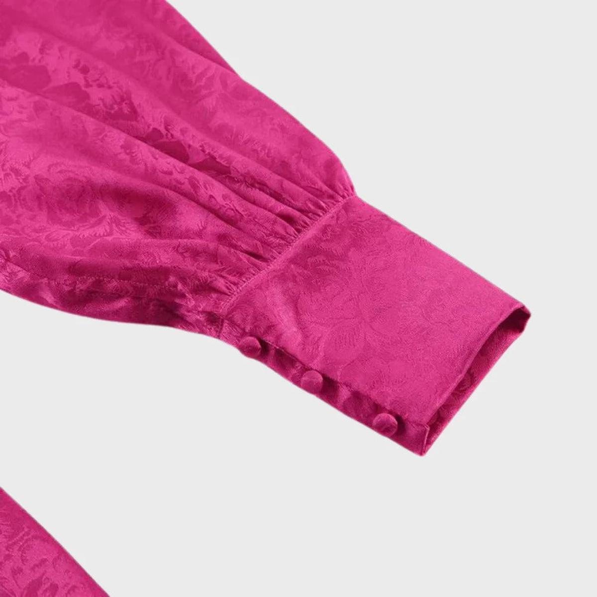 Elegant V-Neck Midi Dress With Lantern Sleeves