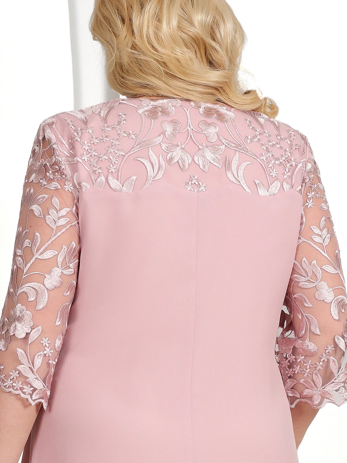 Embroidered Plus Size Banquet Dress With Sheer Sleeves