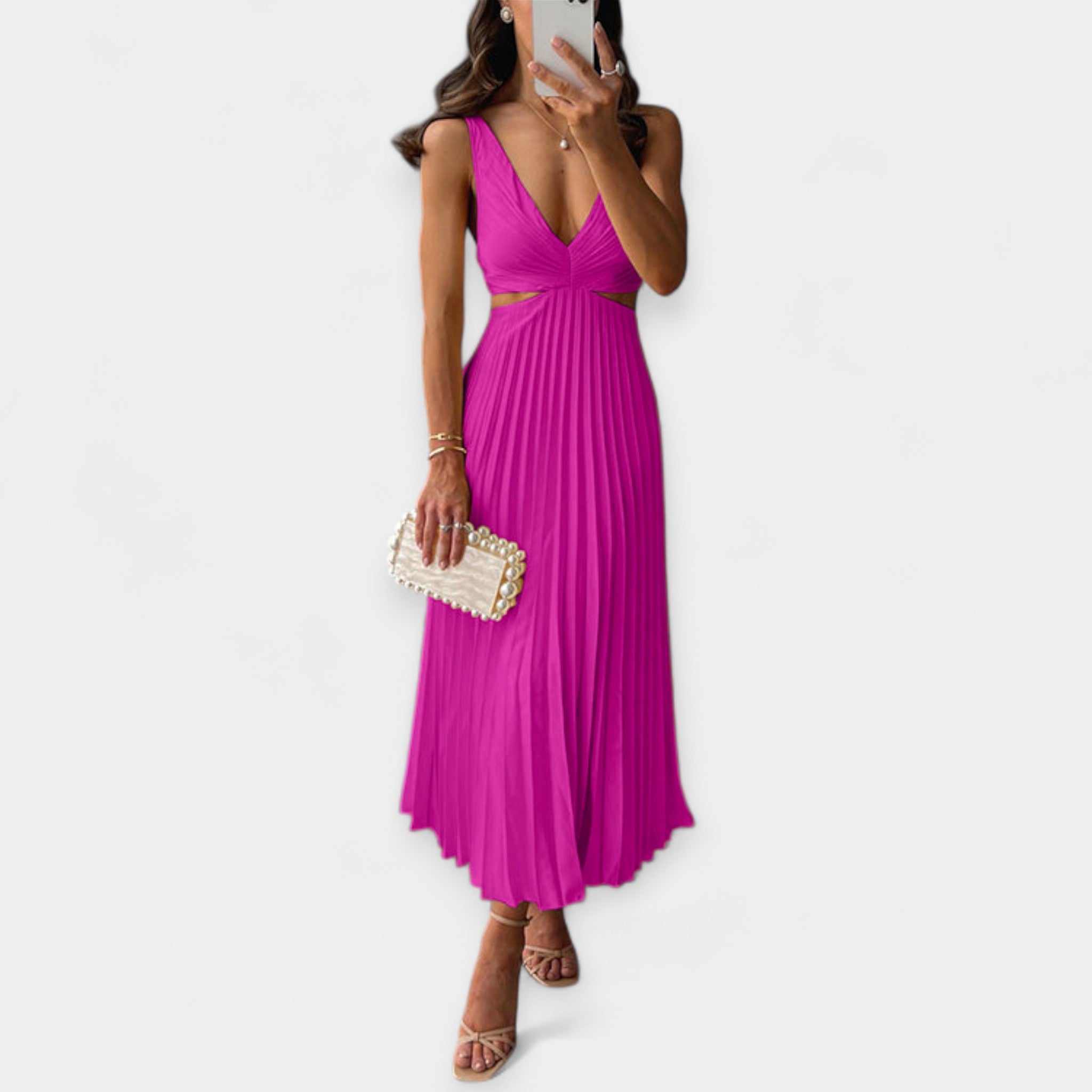 Rochie plisată lungă și vaporoasă