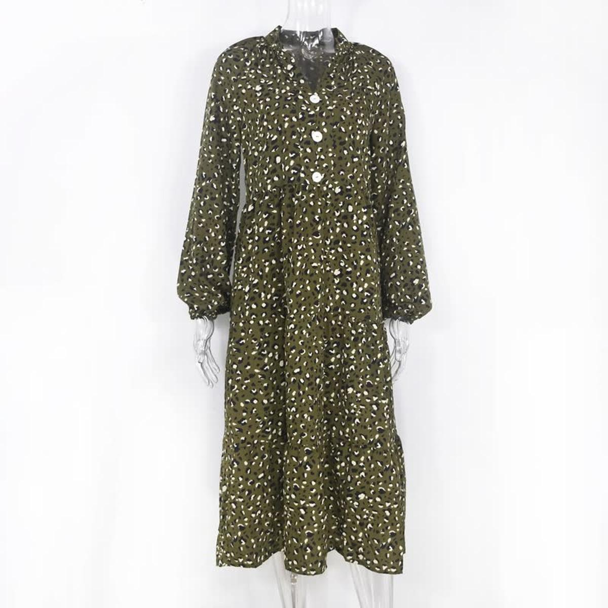 Long-Sleeve Leopard Print Dress For Women