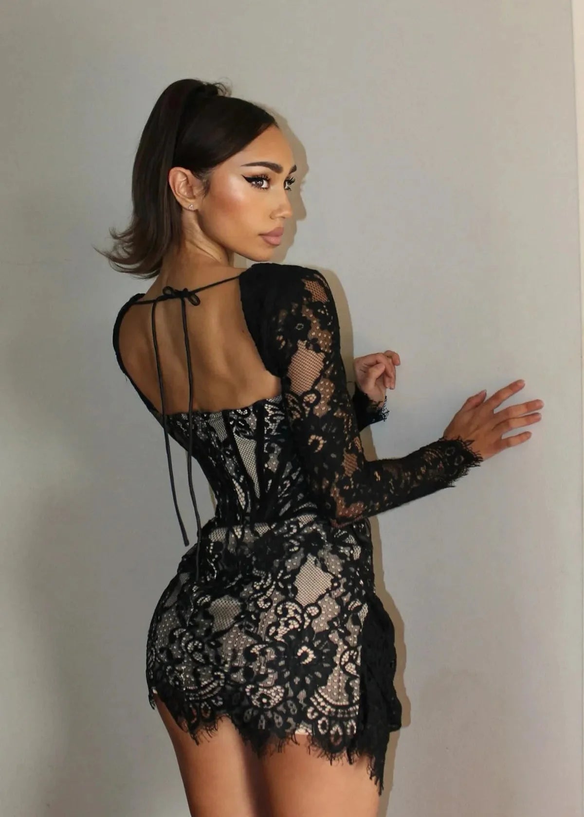 Long Sleeve Mini Corset-look Dress