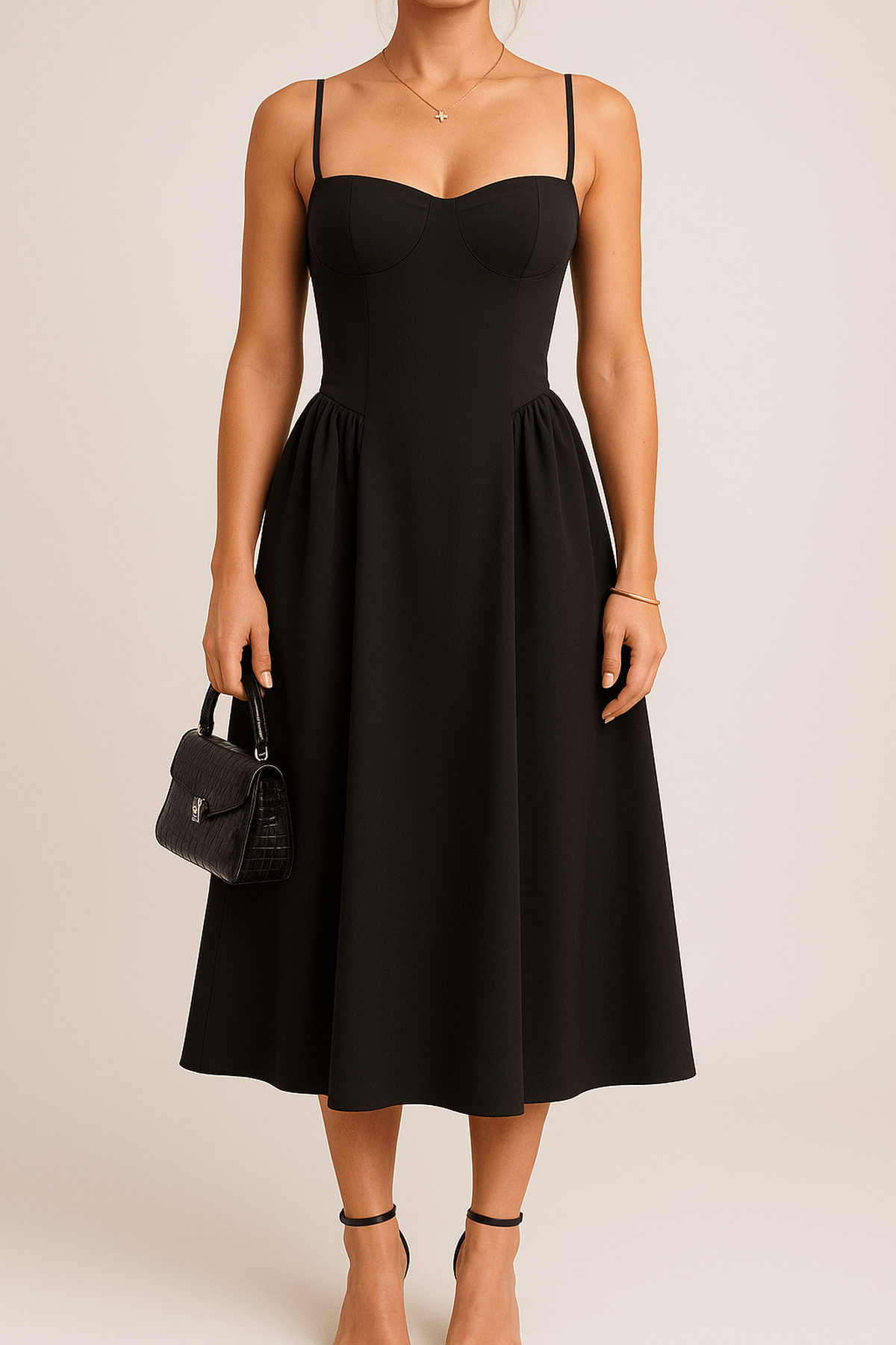 Pleated Skater Midaxi Dress