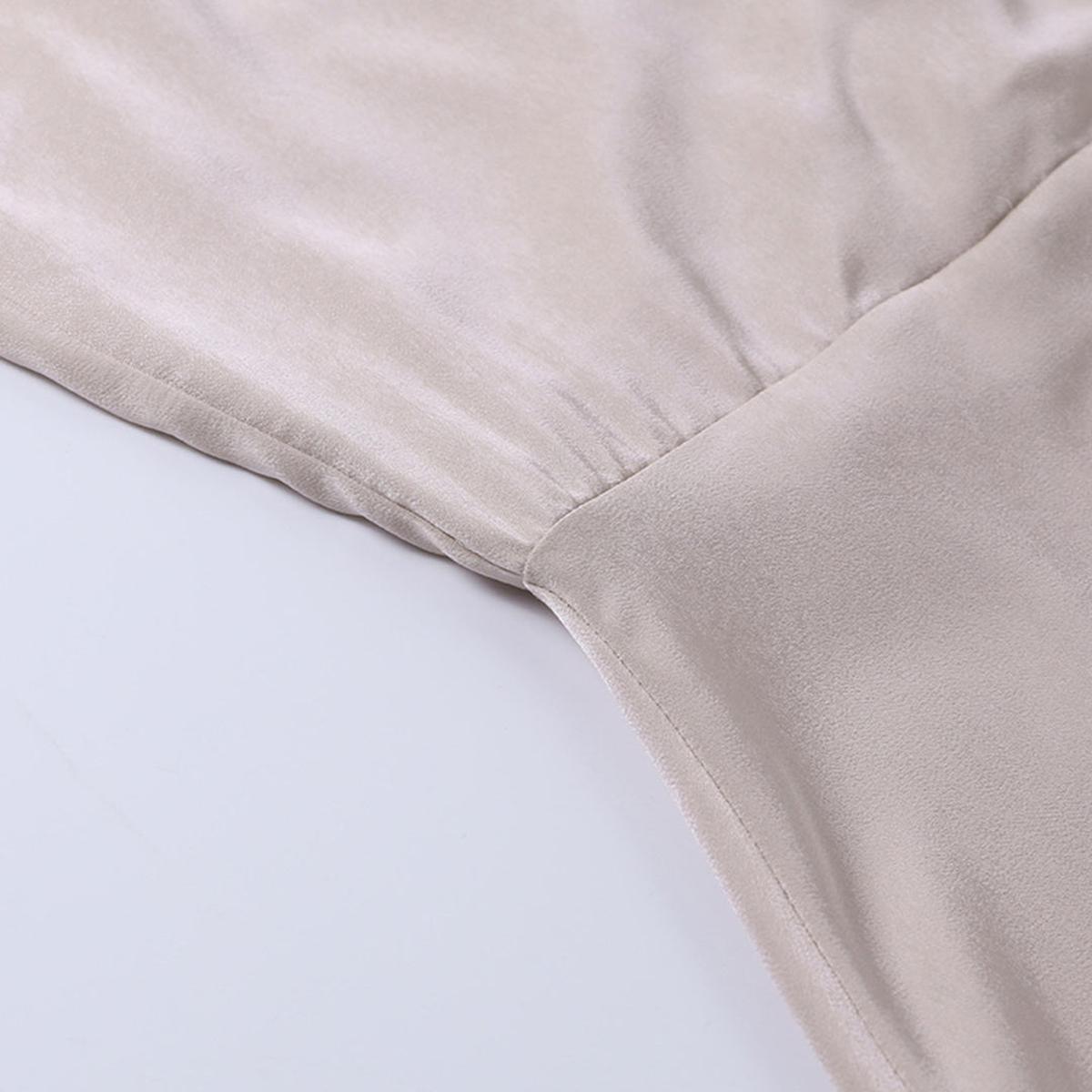 Satin Summer Maxi Dress With Waterfall Neckline And High Slit