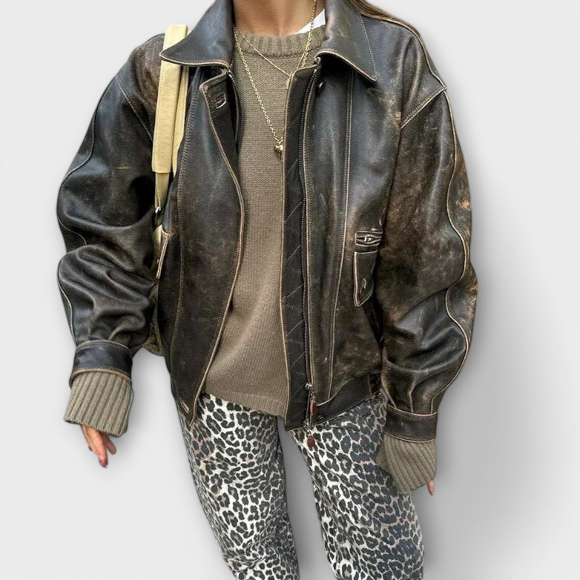 Chandra - Vintage džínsy s leopardím vzorom