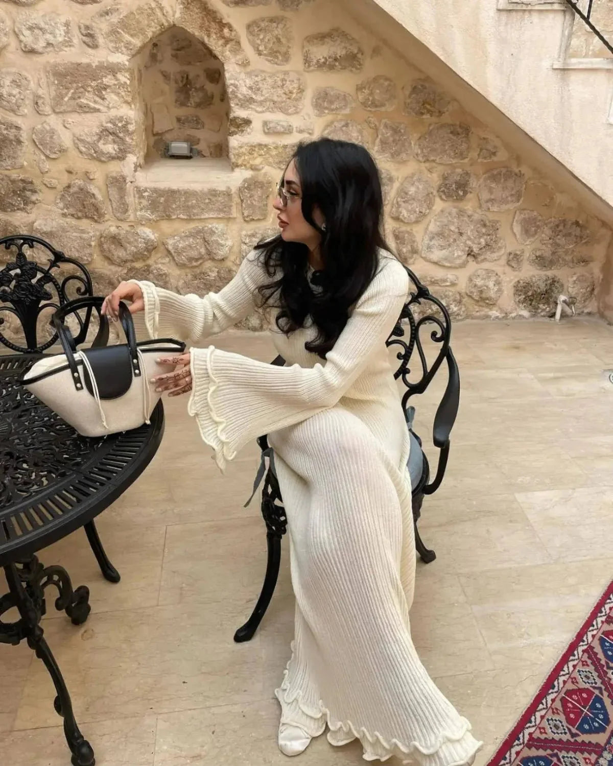 Semi-Sheer Knit Maxi Dress