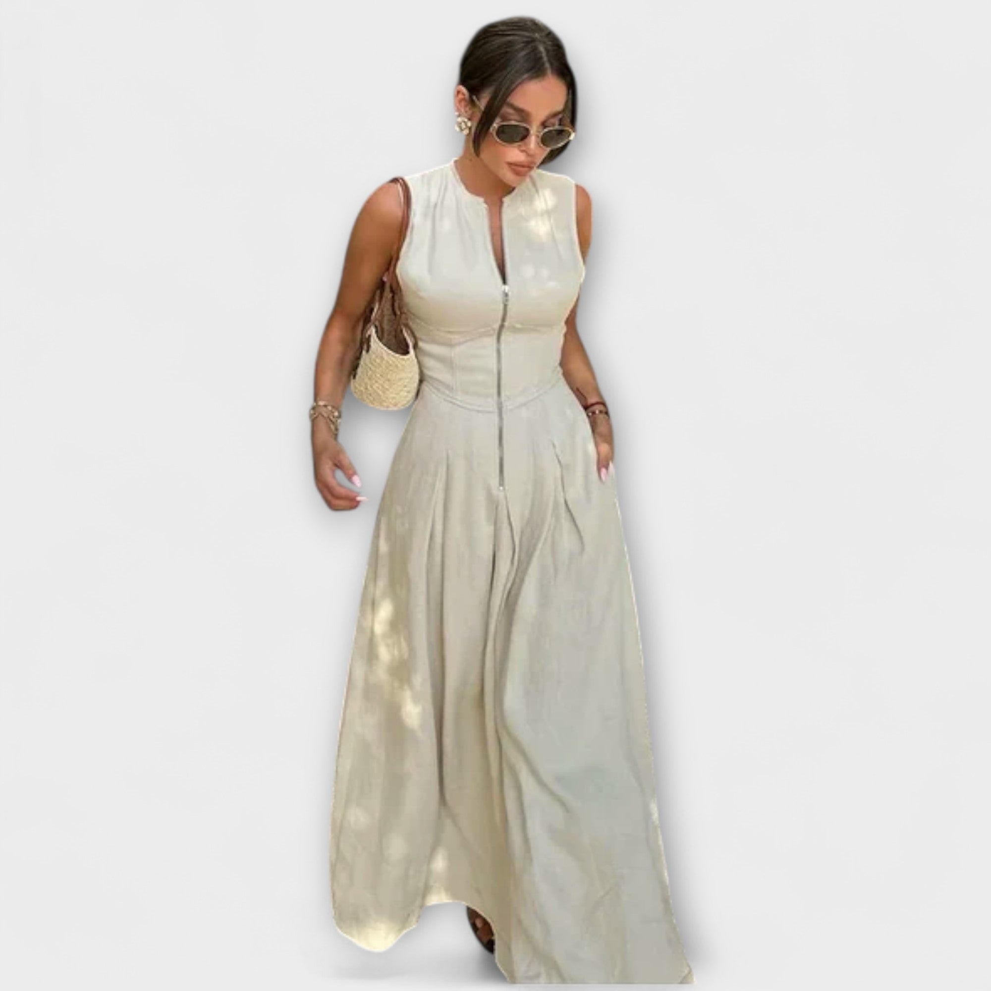 Bezrukávové plisované bodycon midi šaty
