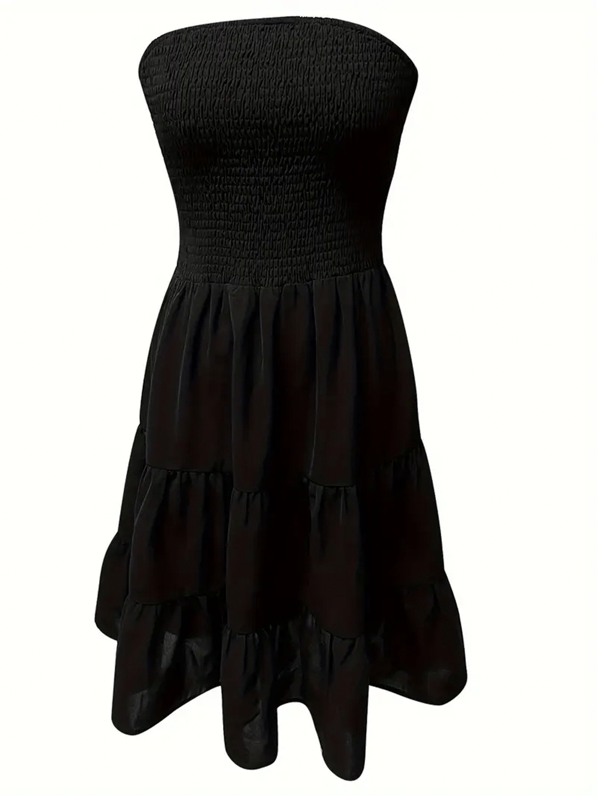 Shirred Top Strapless Mini Dress