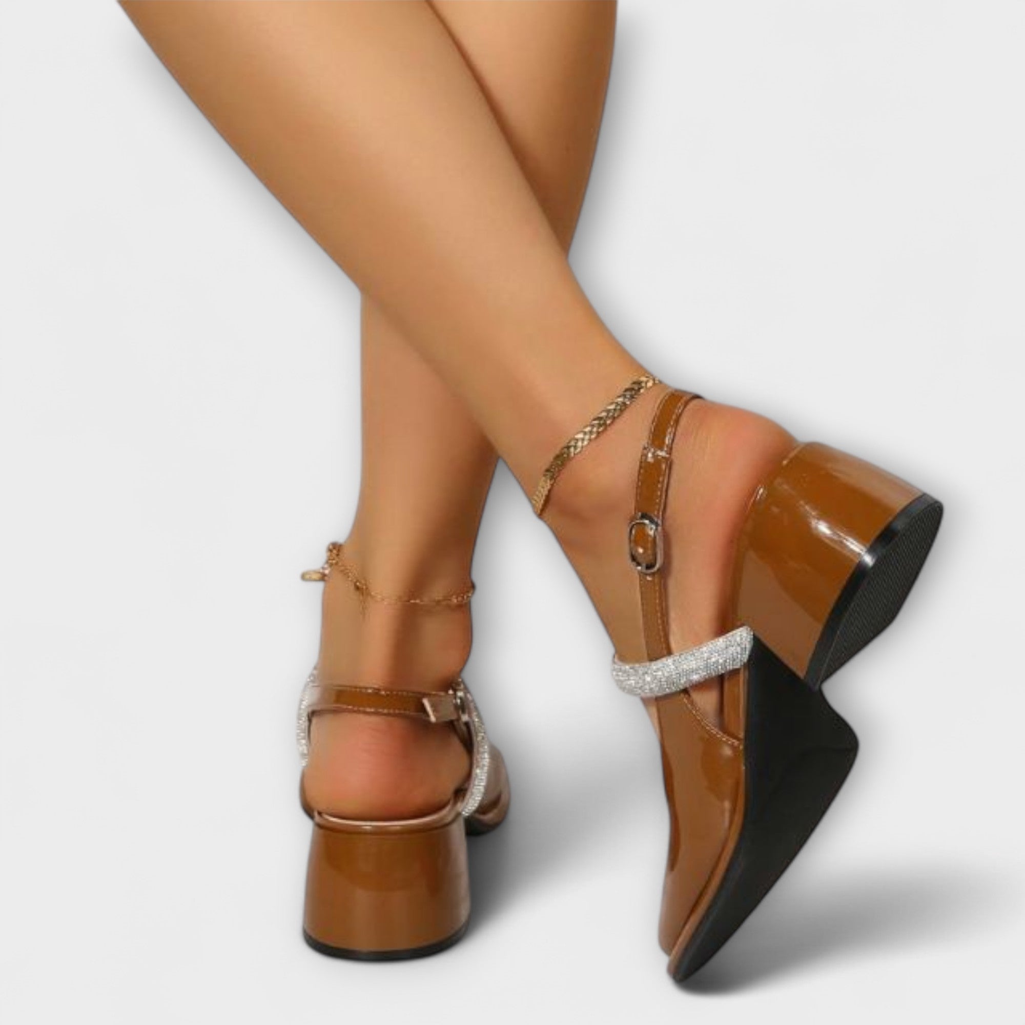 Celandra - Mary Janes s trblietavými remienkami a blokovým podpätkom