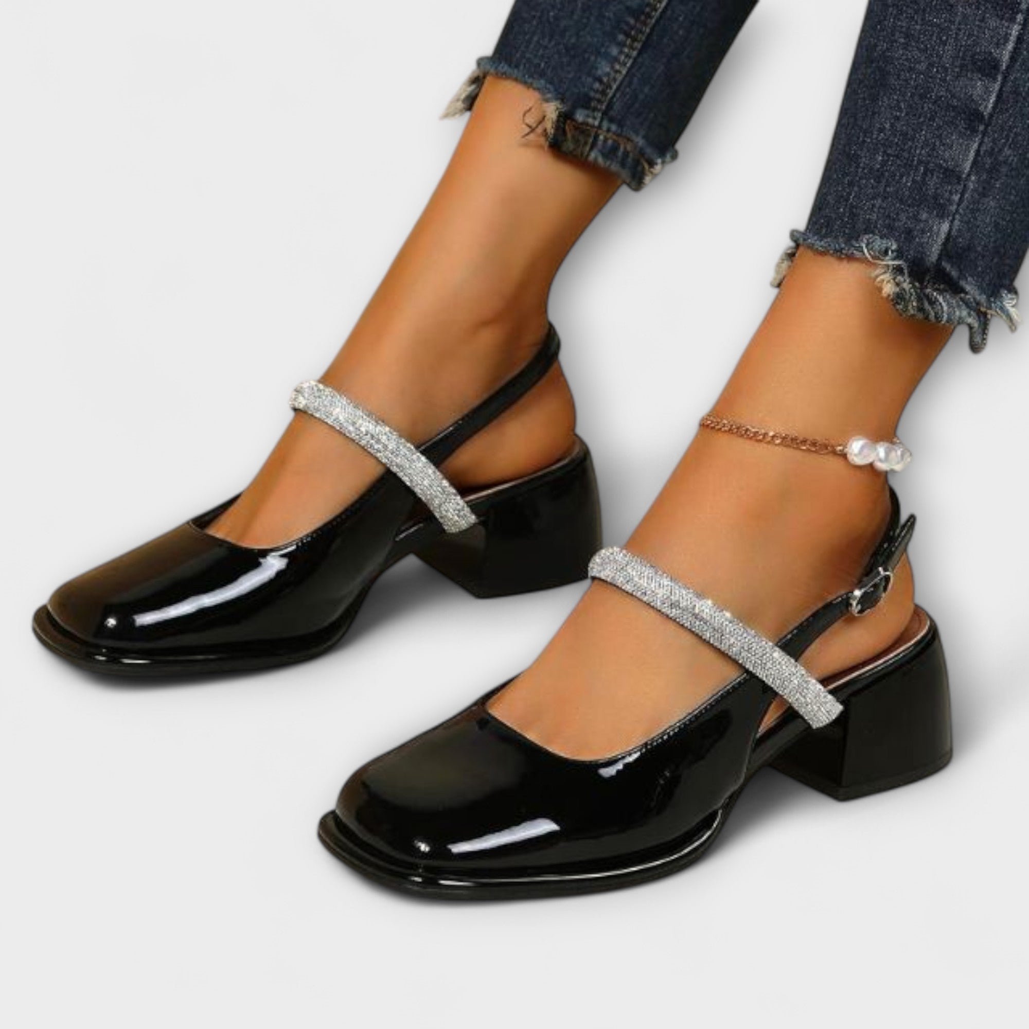 Celandra - Mary Janes s trblietavými remienkami a blokovým podpätkom