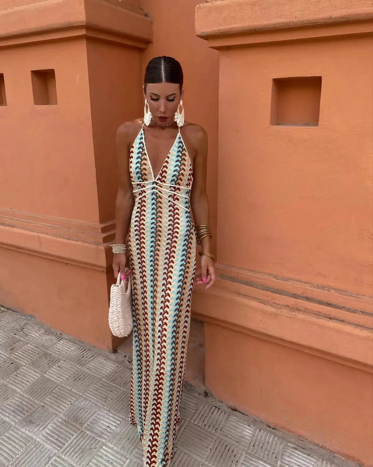 Vibrant Halter Maxi Dress