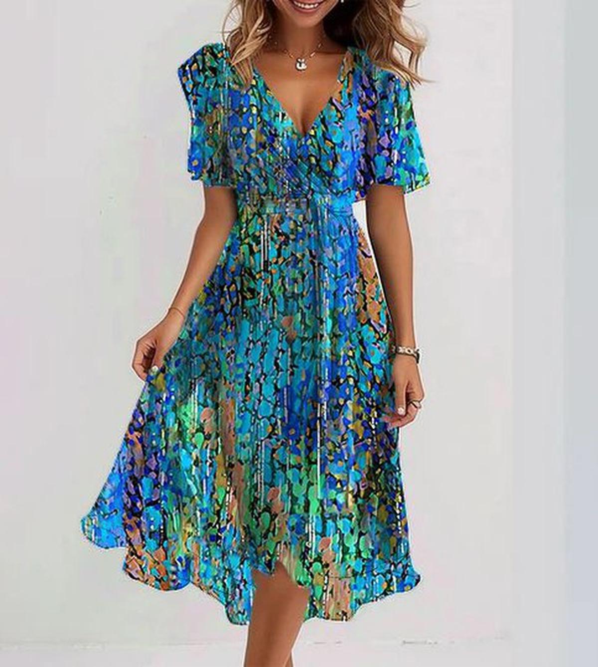 Women's All-Season Floral Polyester Dress
