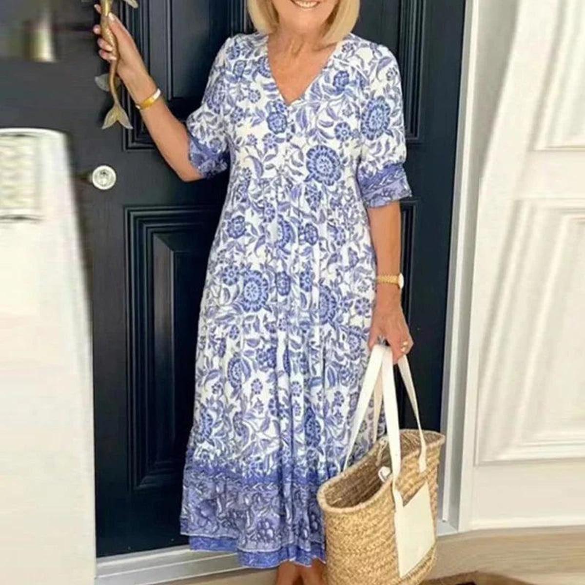 Women's Floral Print A-Line Midi Dress