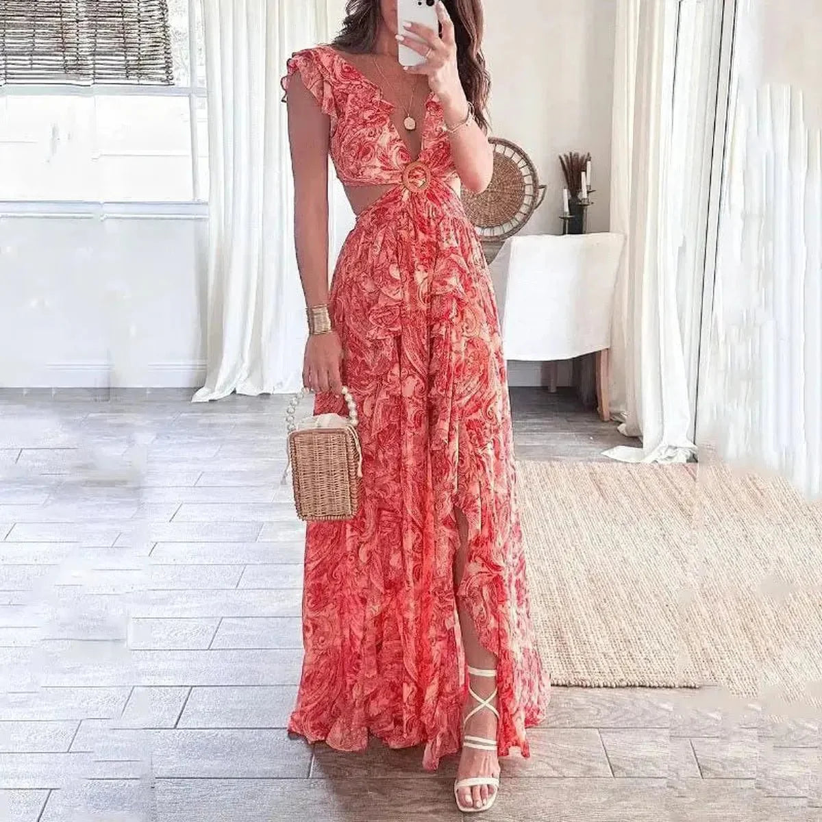 Women's Floral V-Neck Dress