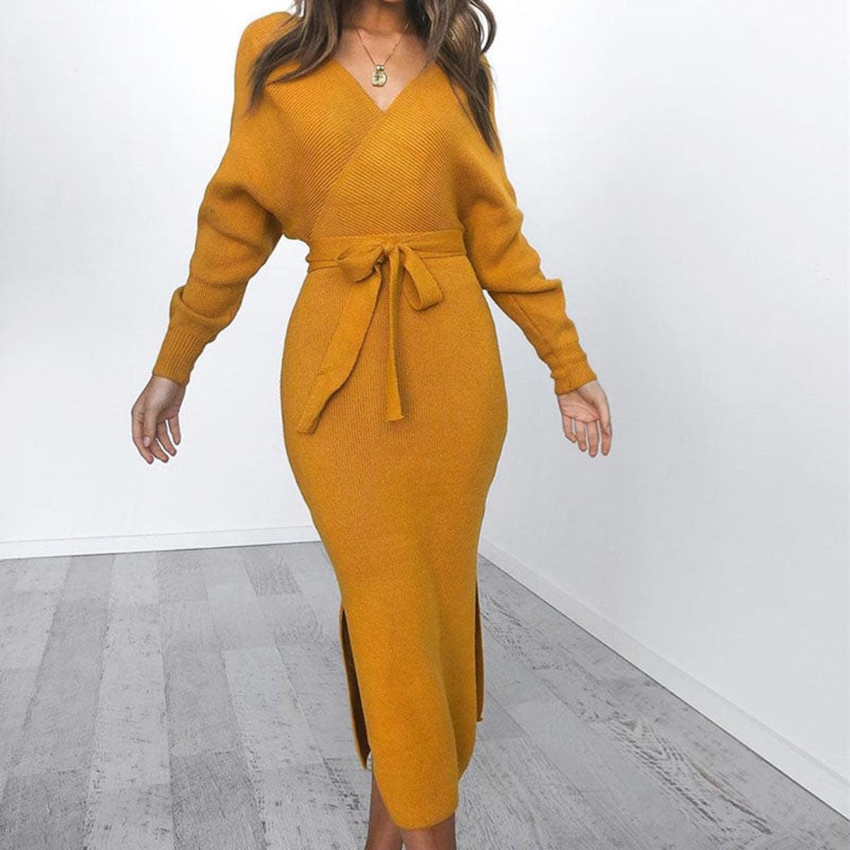 Women's Knit Dress Figure-Hugging Elegant Design