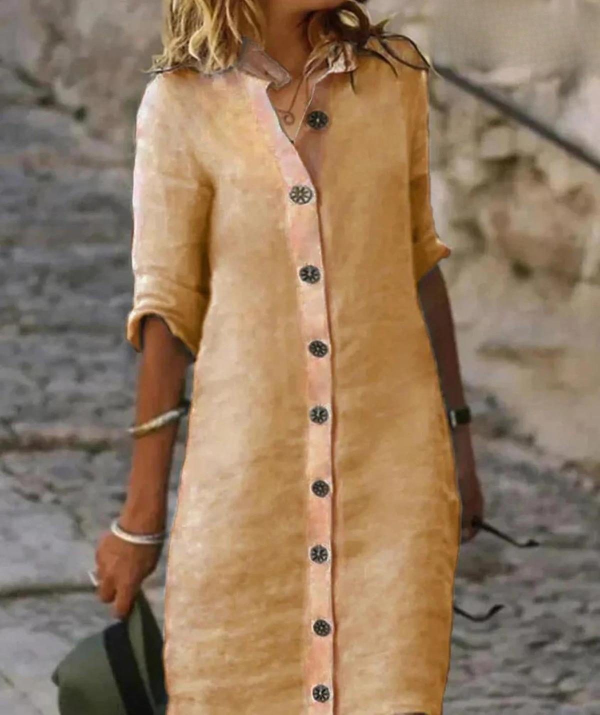 Women's Summer Button-Down Midi Dress