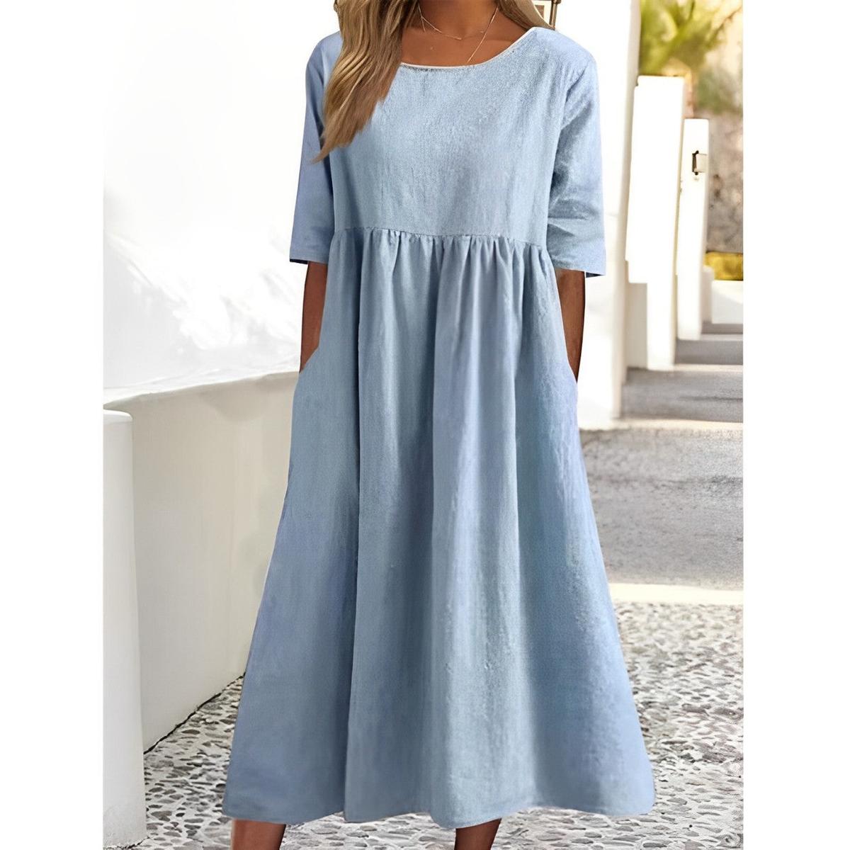 Women's Vintage Pleated Midi Dress