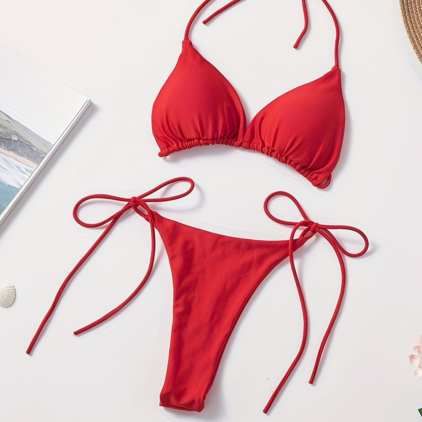 Bikini halter cu slip în formă de V
