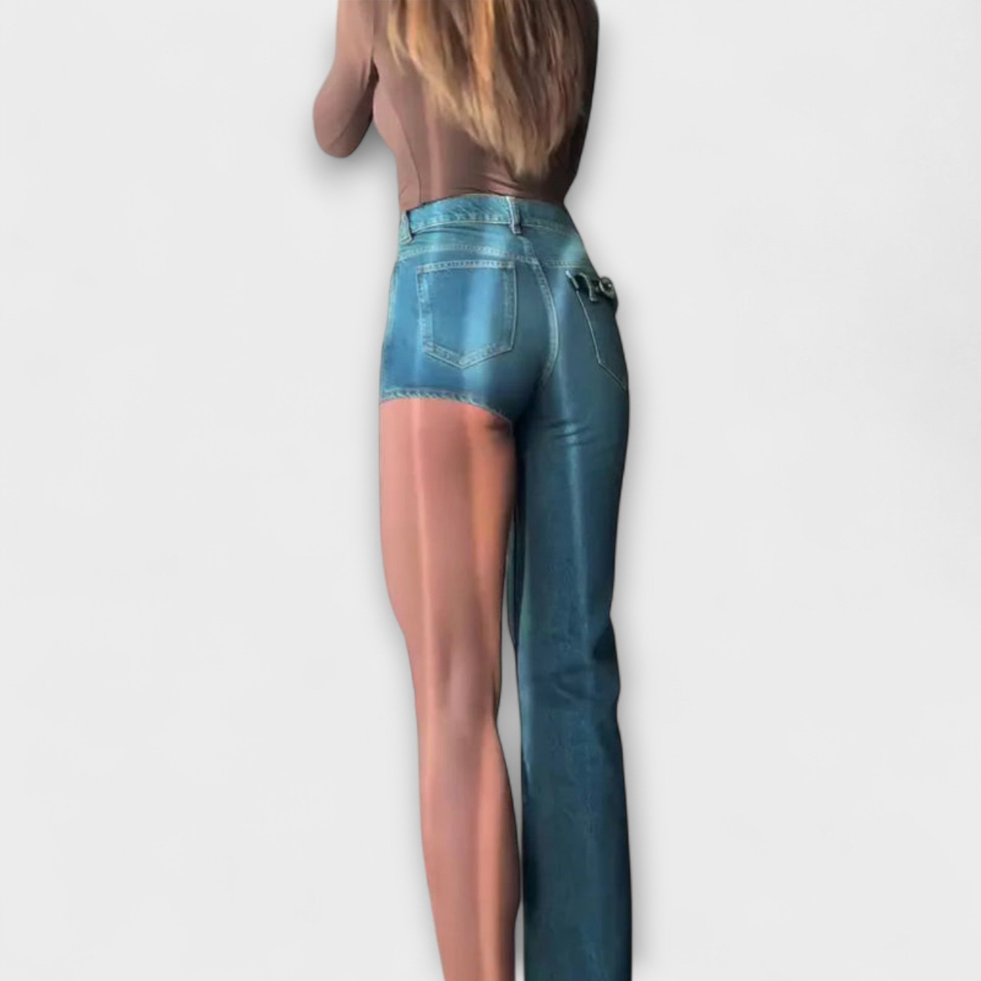 Astra - Trendové asymetrické denimové šortky s jedným ramienkom