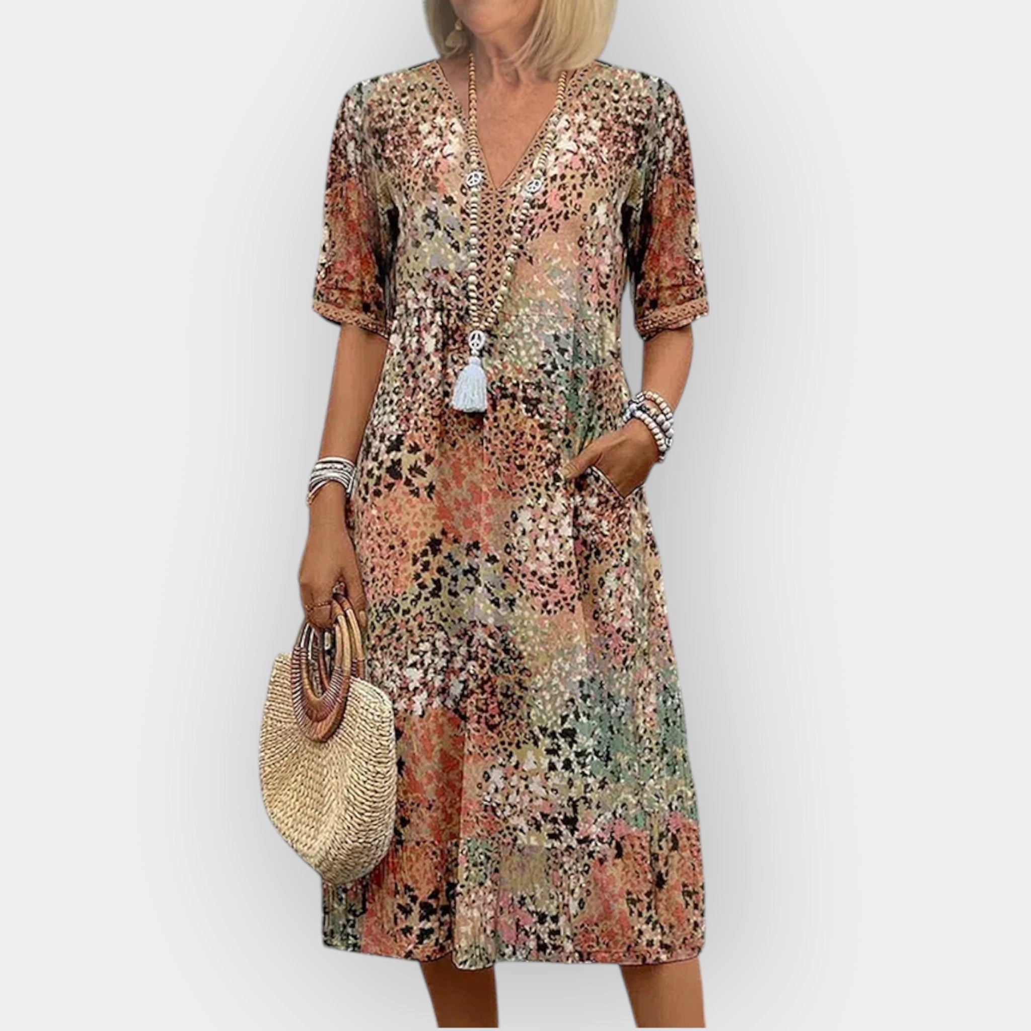 Rochie midi florală elegantă