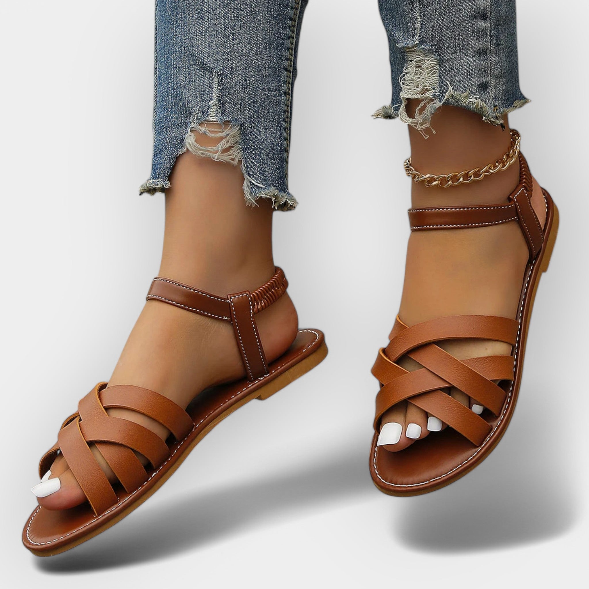 Sandale lucrate manual cu barete